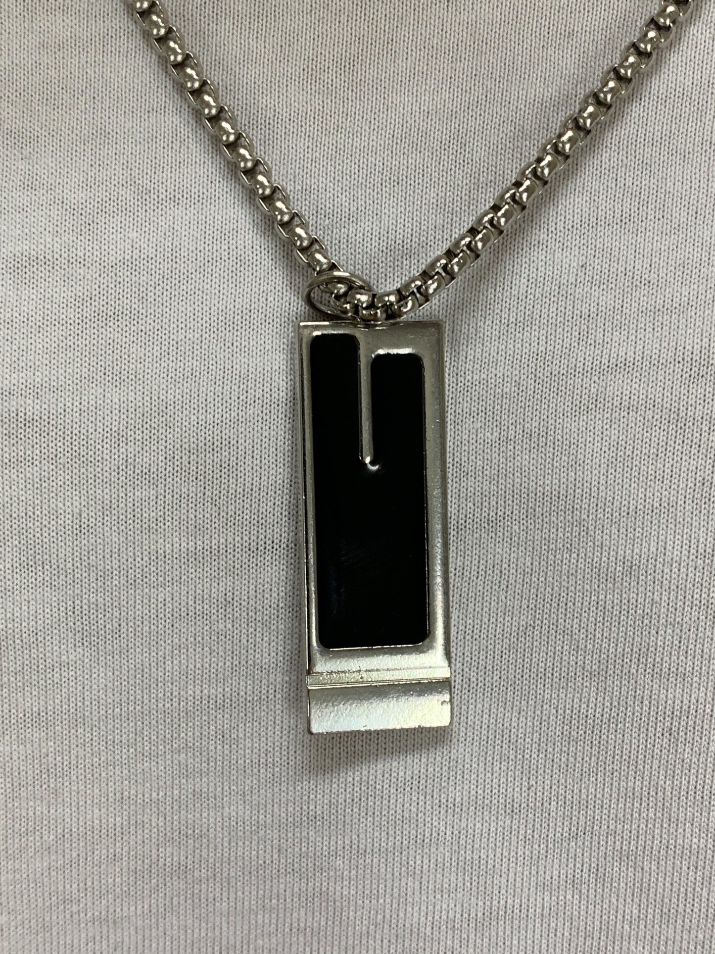Collana Rec Black col. Acciaio