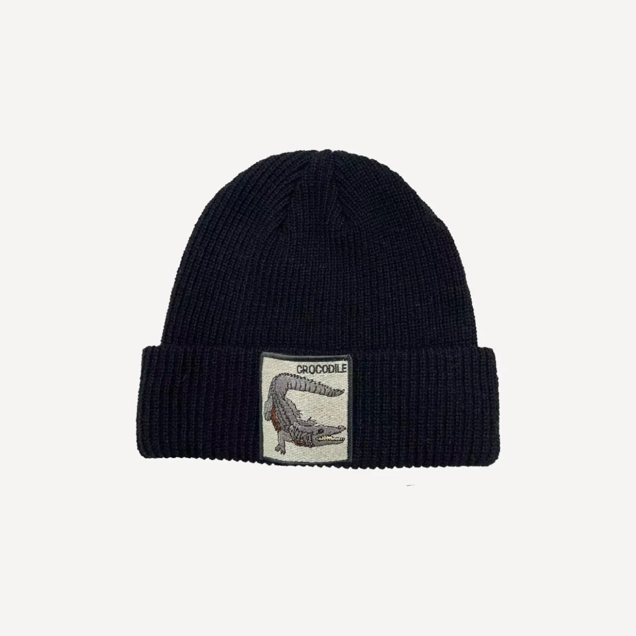 Berretto con Patch Crocodile col. Nero
