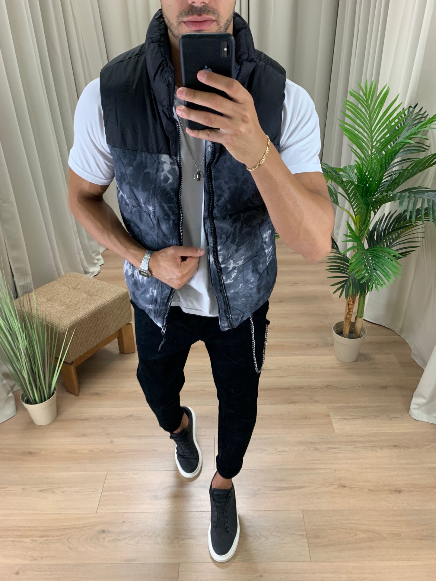 Gilet Bomber Imbottito Camo col. Nero