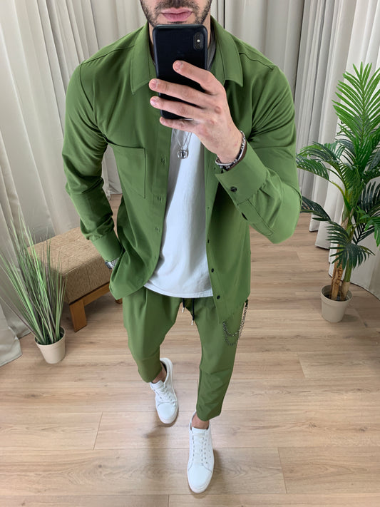 Completo Ross Basic Pantalone + Camicia col. Verde Militare