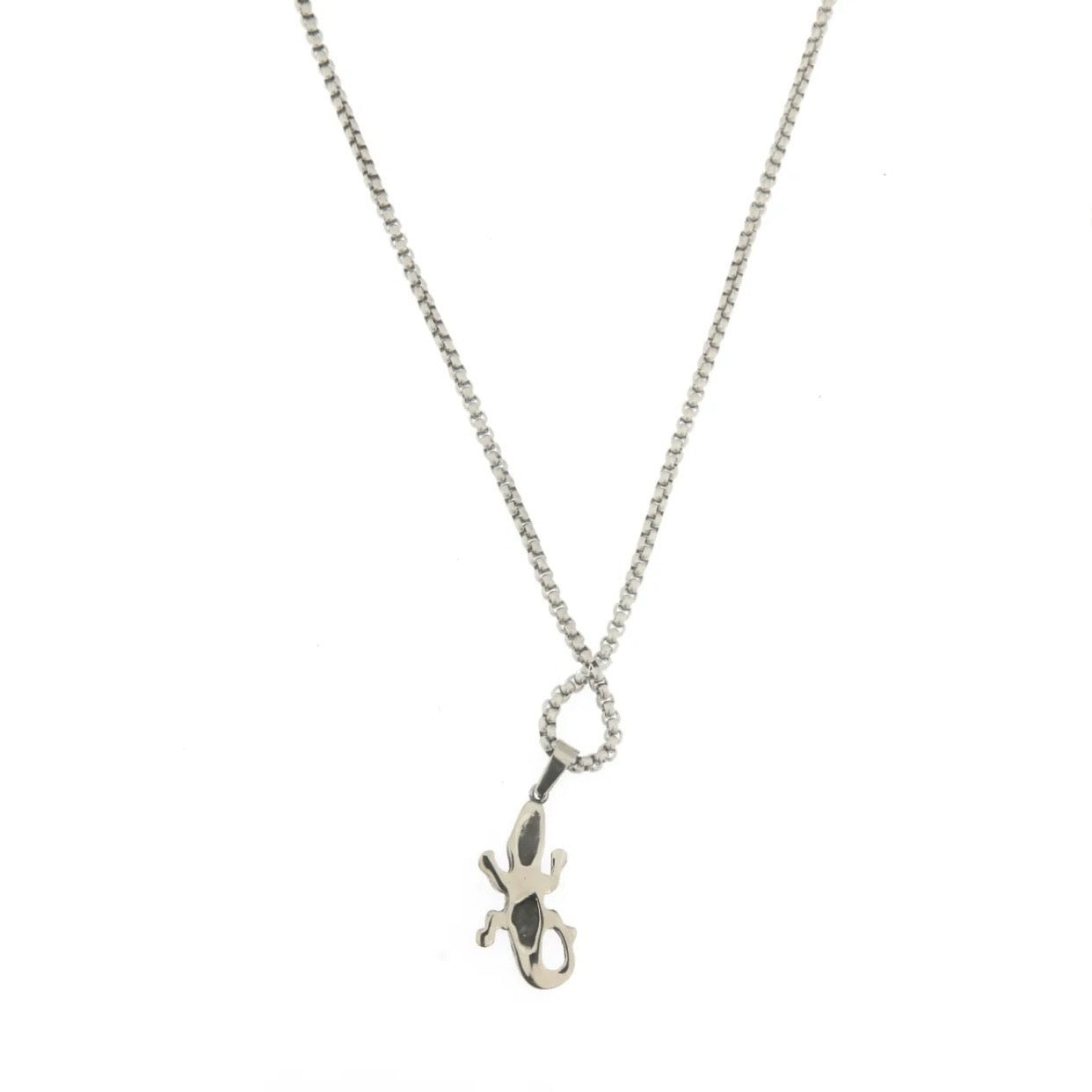 Collana con Pendente Crocodile in Acciaio Inossidabile col. Silver