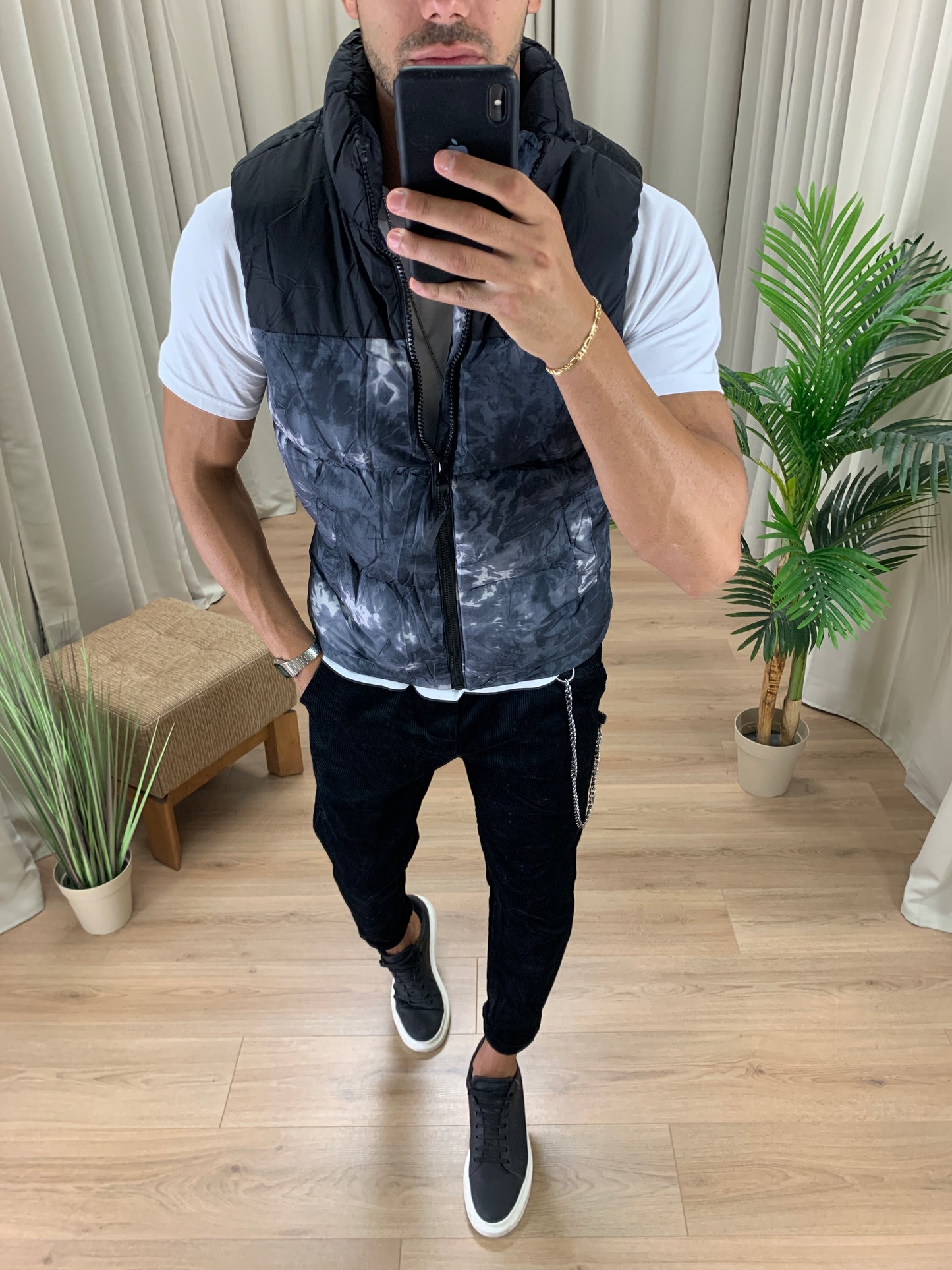 Gilet Bomber Imbottito Camo col. Nero