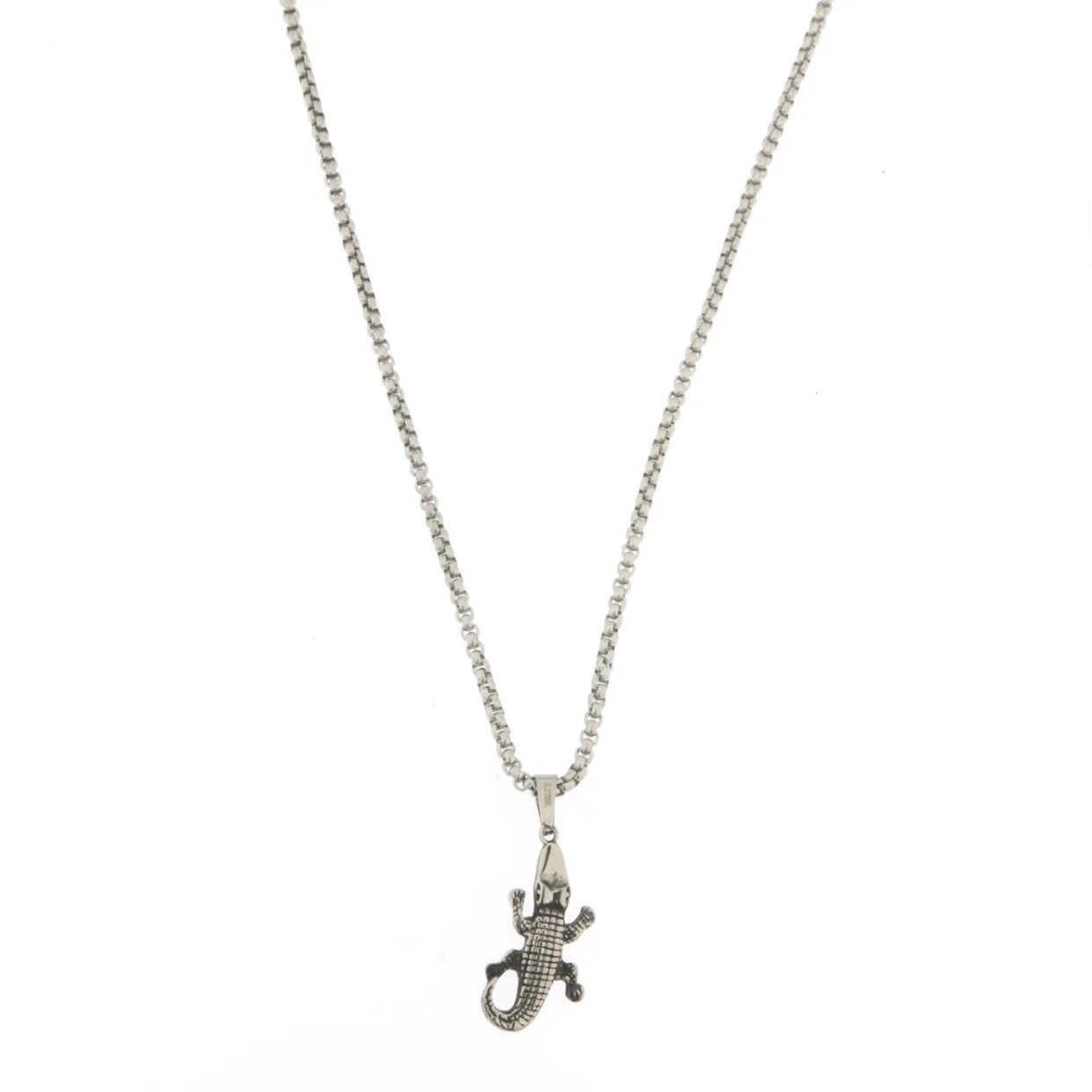 Collana con Pendente Crocodile in Acciaio Inossidabile col. Silver