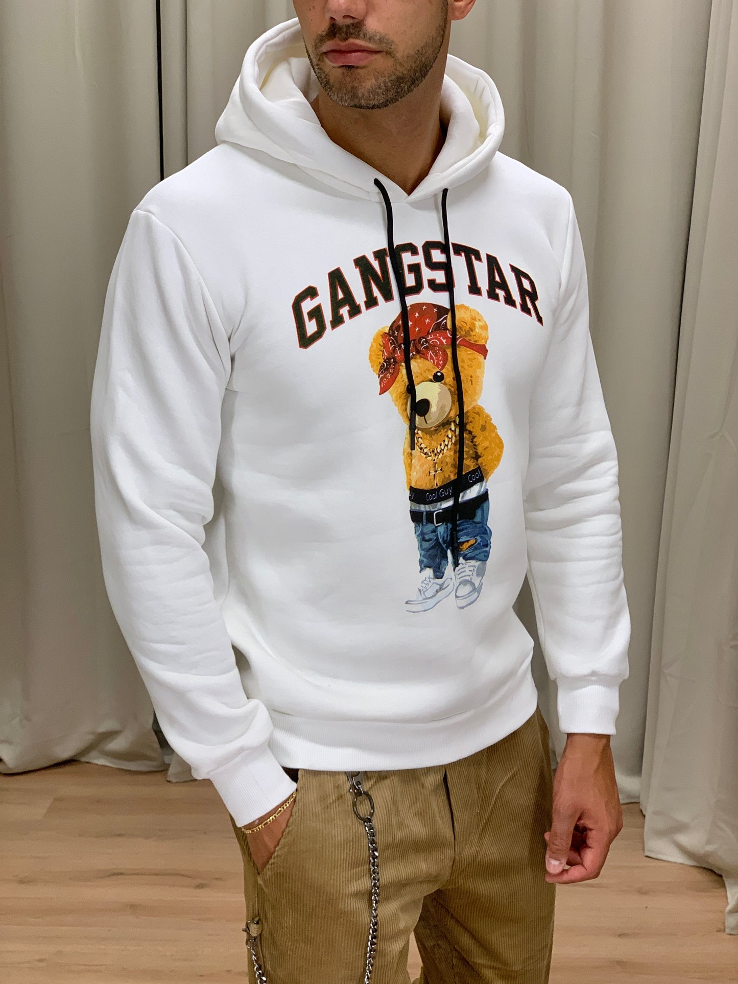 Felpa Orsetto Gangster felpata col. Panna