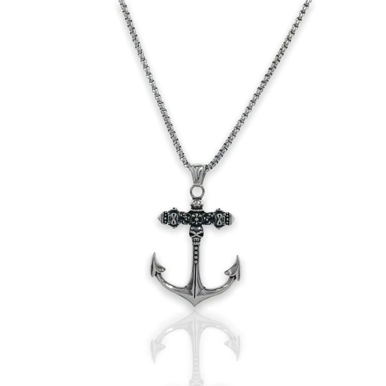 Collana con Pendente Ancora in Acciaio Inossidabile col. Silver