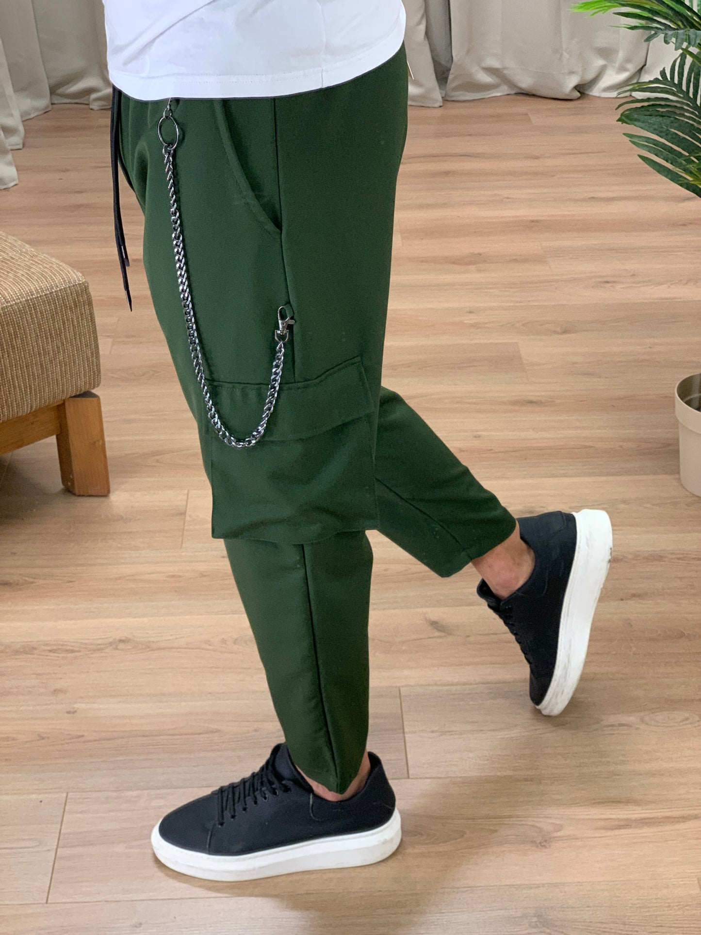 Pantalone Cargo Santana con Catena col. Verde Militare