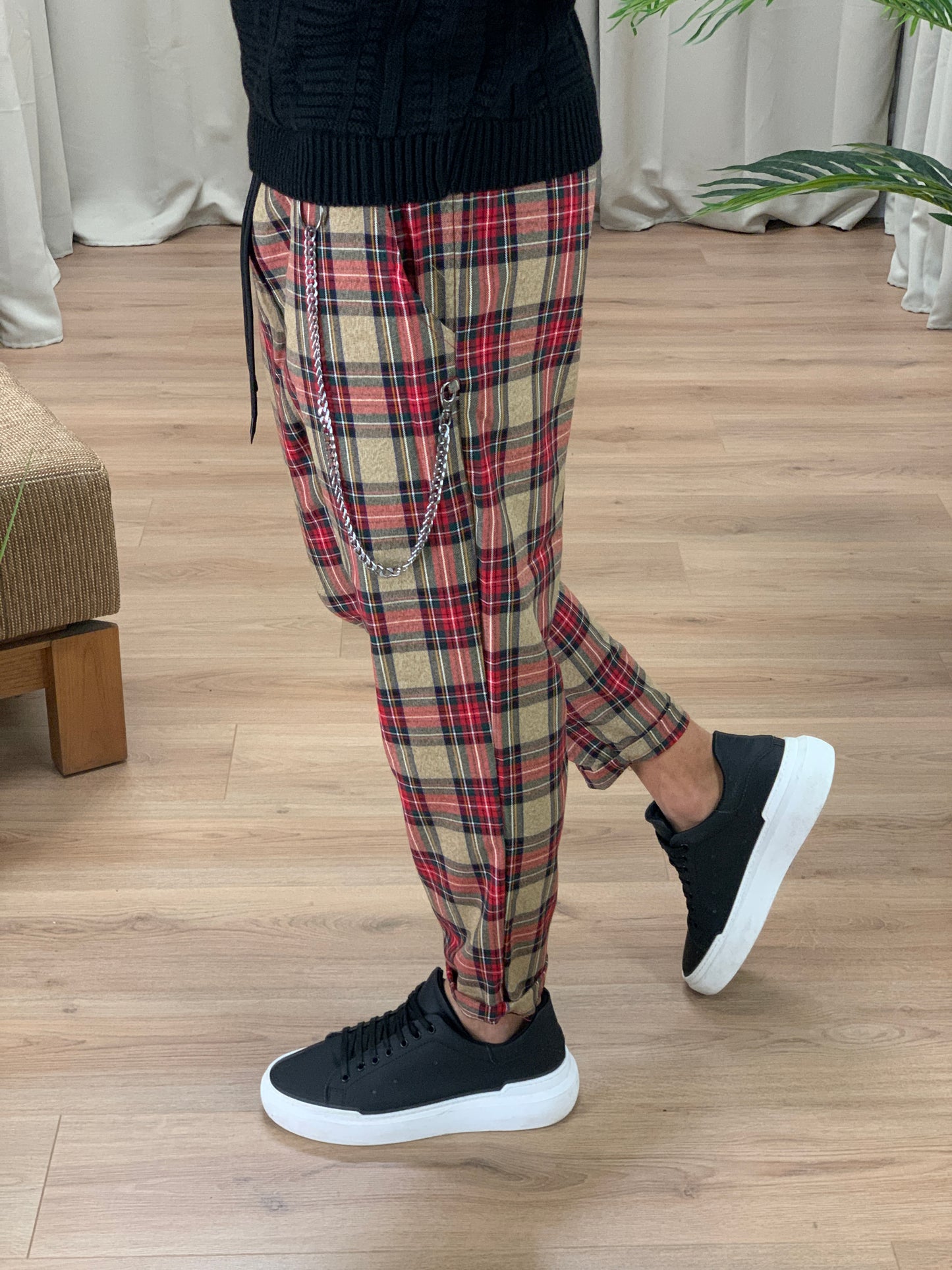 Pantalone Neo Principe di Galles con Catena col. Cammello