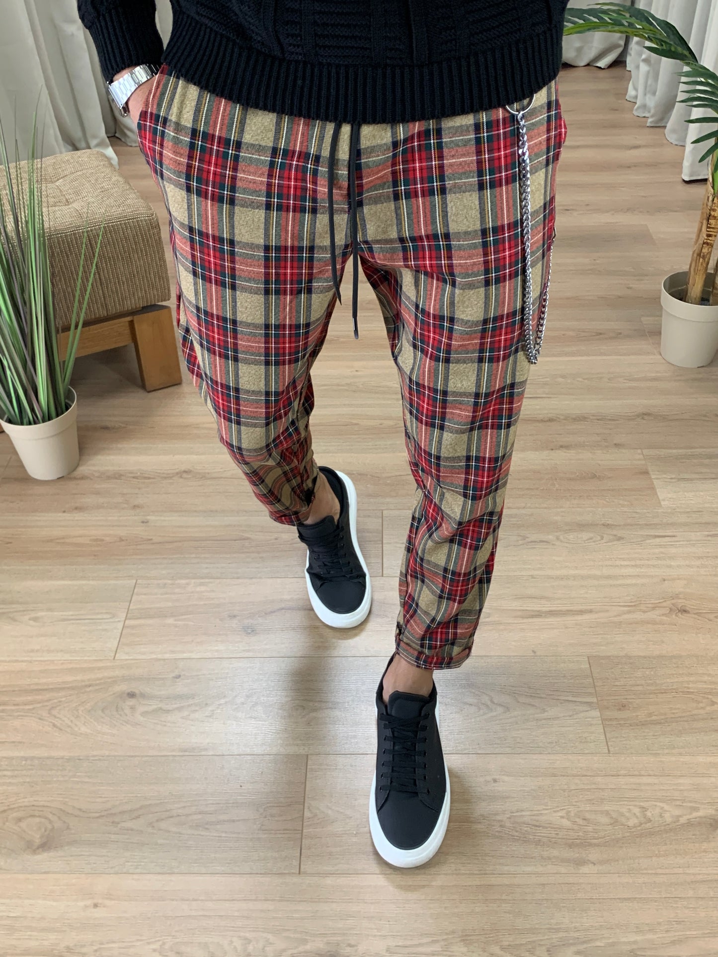Pantalone Neo Principe di Galles con Catena col. Cammello