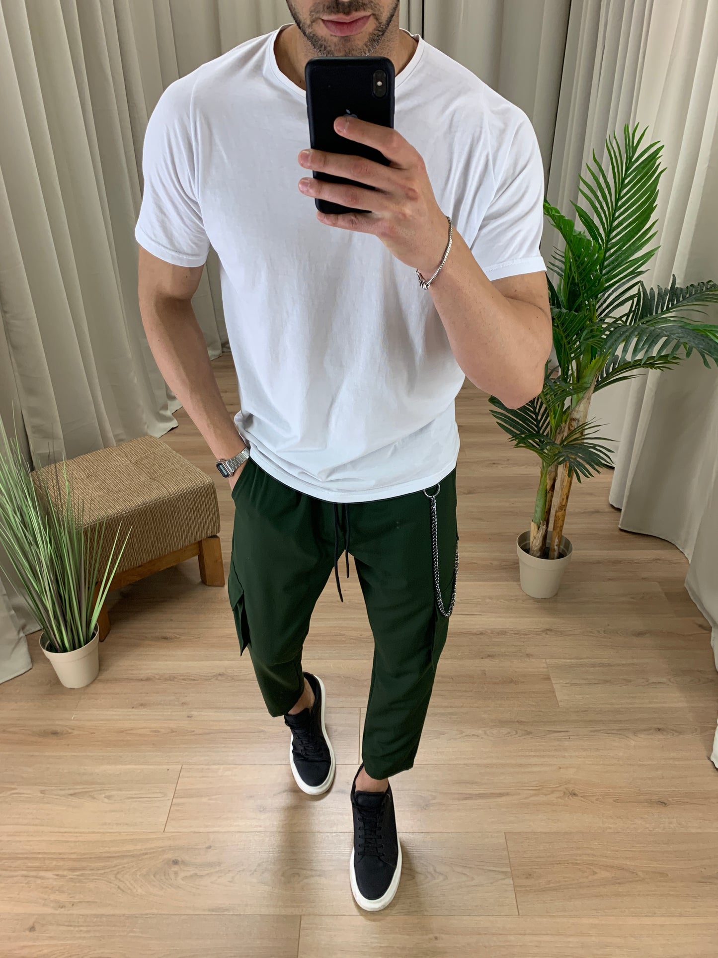 Pantalone Cargo Santana con Catena col. Verde Militare