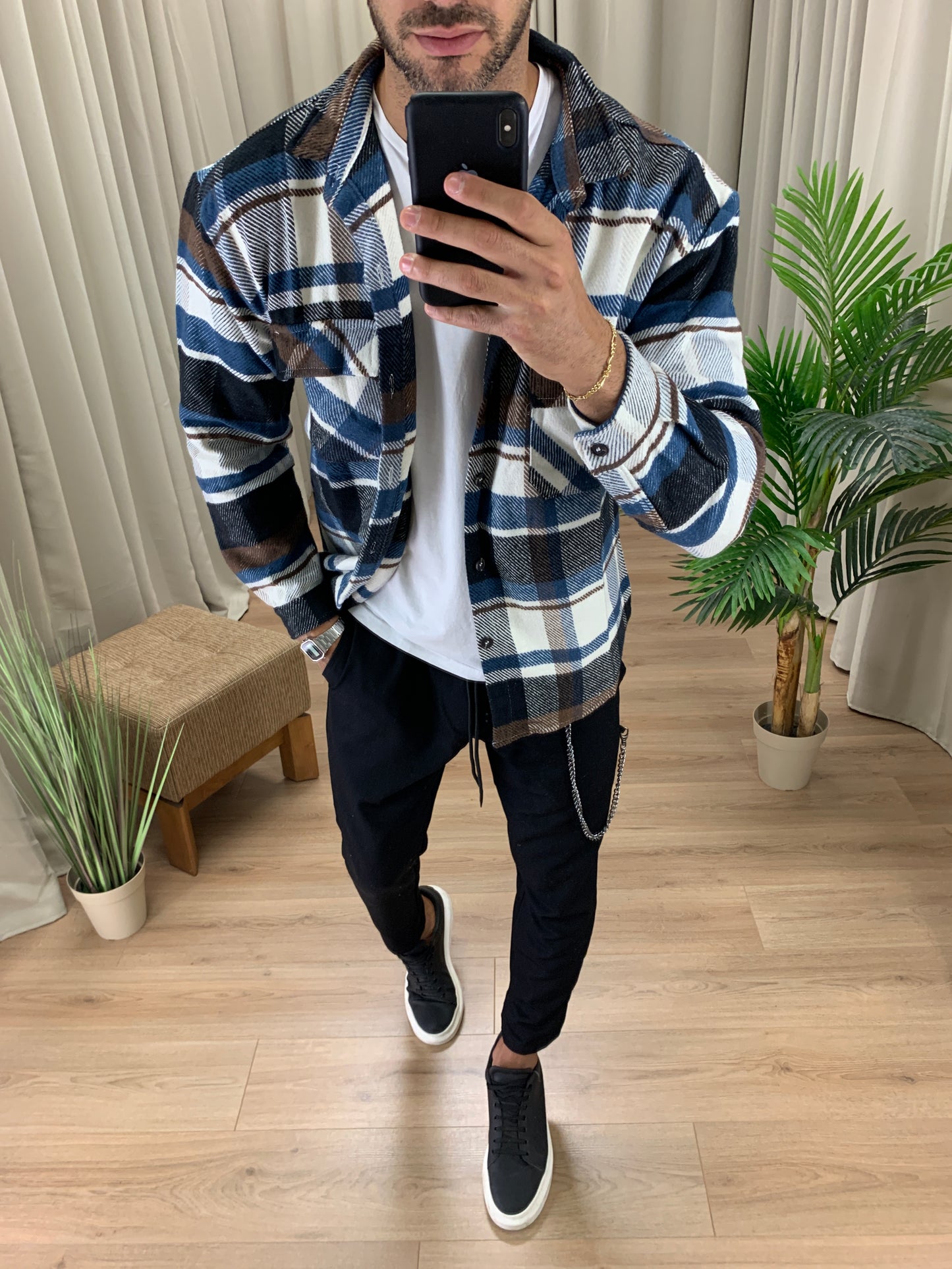 Giacca camicia Martyrious a quadri col. Marrone
