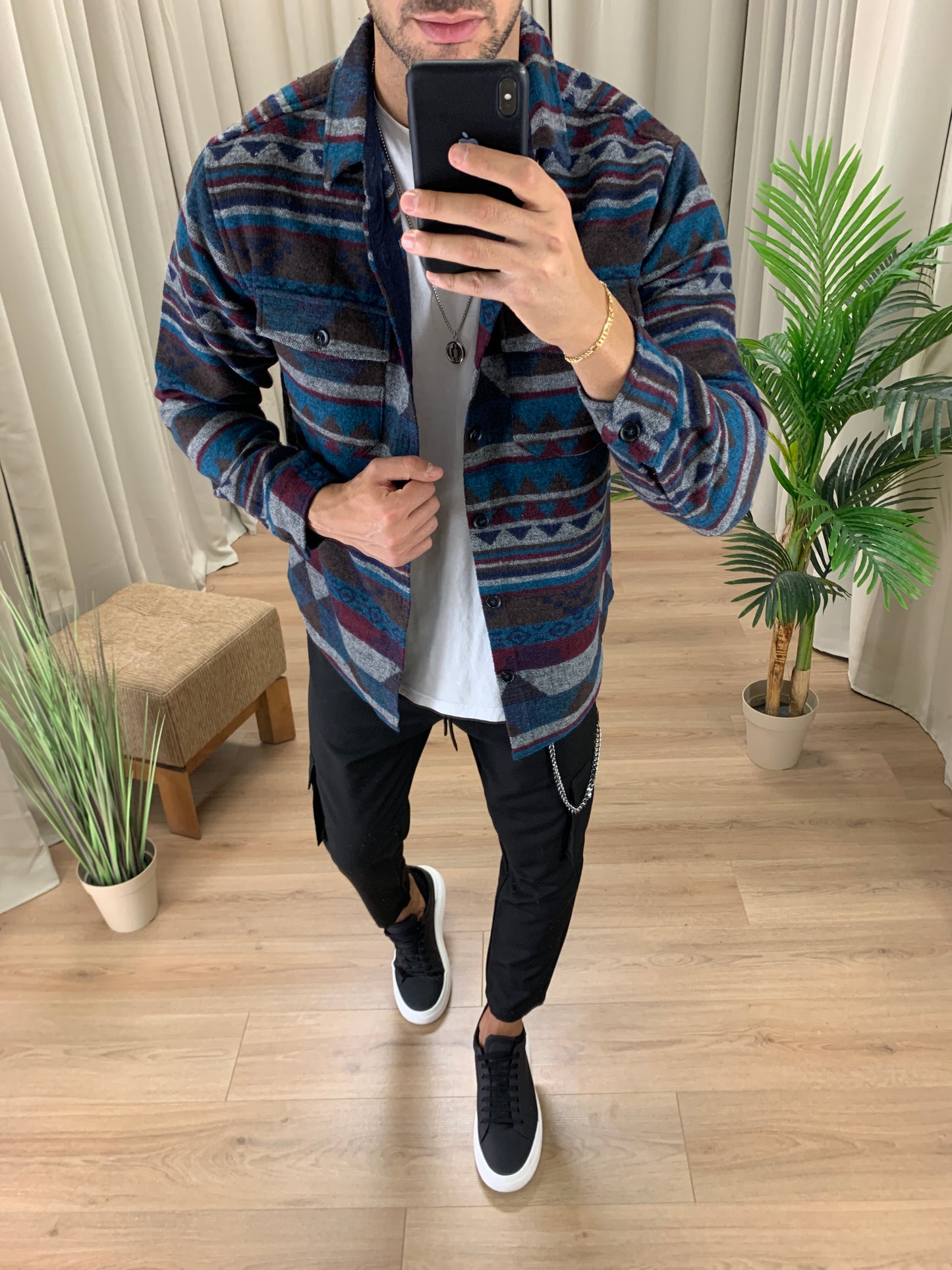 Giacca camicia Artycun fantasia etnica col. Marrone