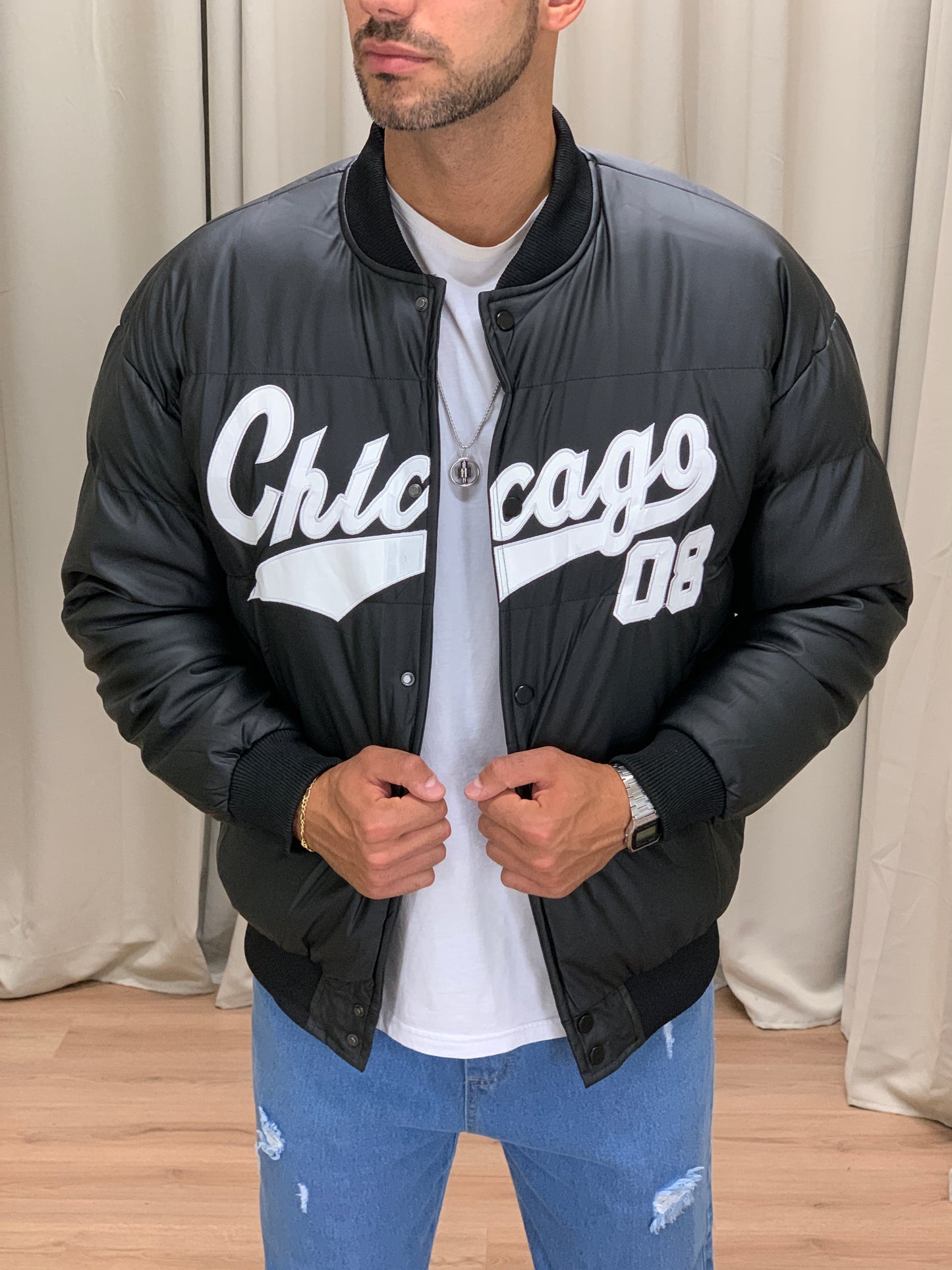 Bomber College Chicago imbottito col. Nero