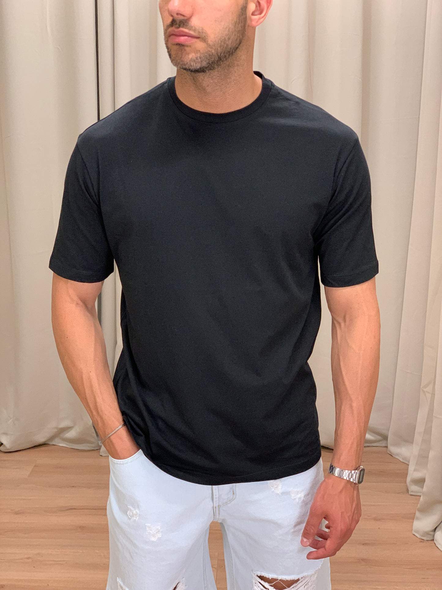 T-shirt Off New York stampa sul retro col. Nero