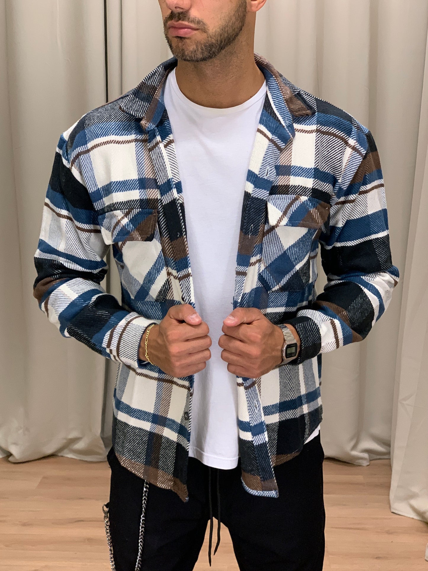 Giacca camicia Martyrious a quadri col. Marrone