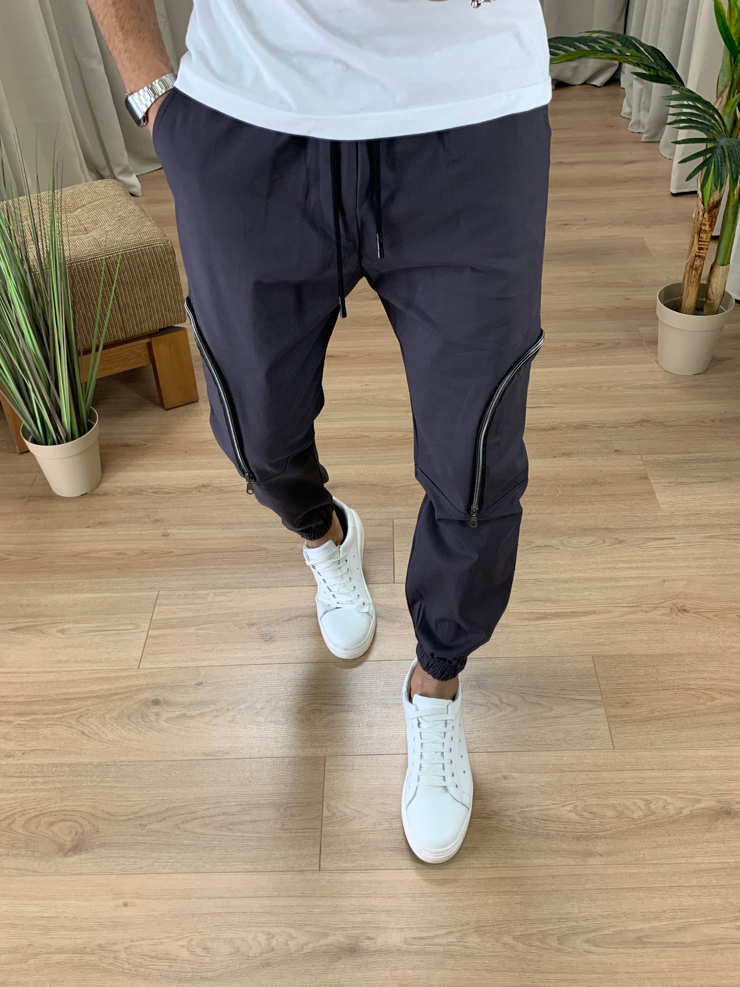 Pantalone Cargo Ghilbot con Tasconi e Zip col. Grigio