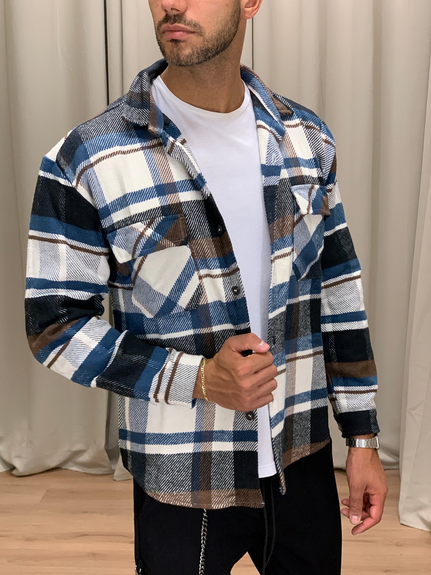 Giacca camicia Martyrious a quadri col. Marrone