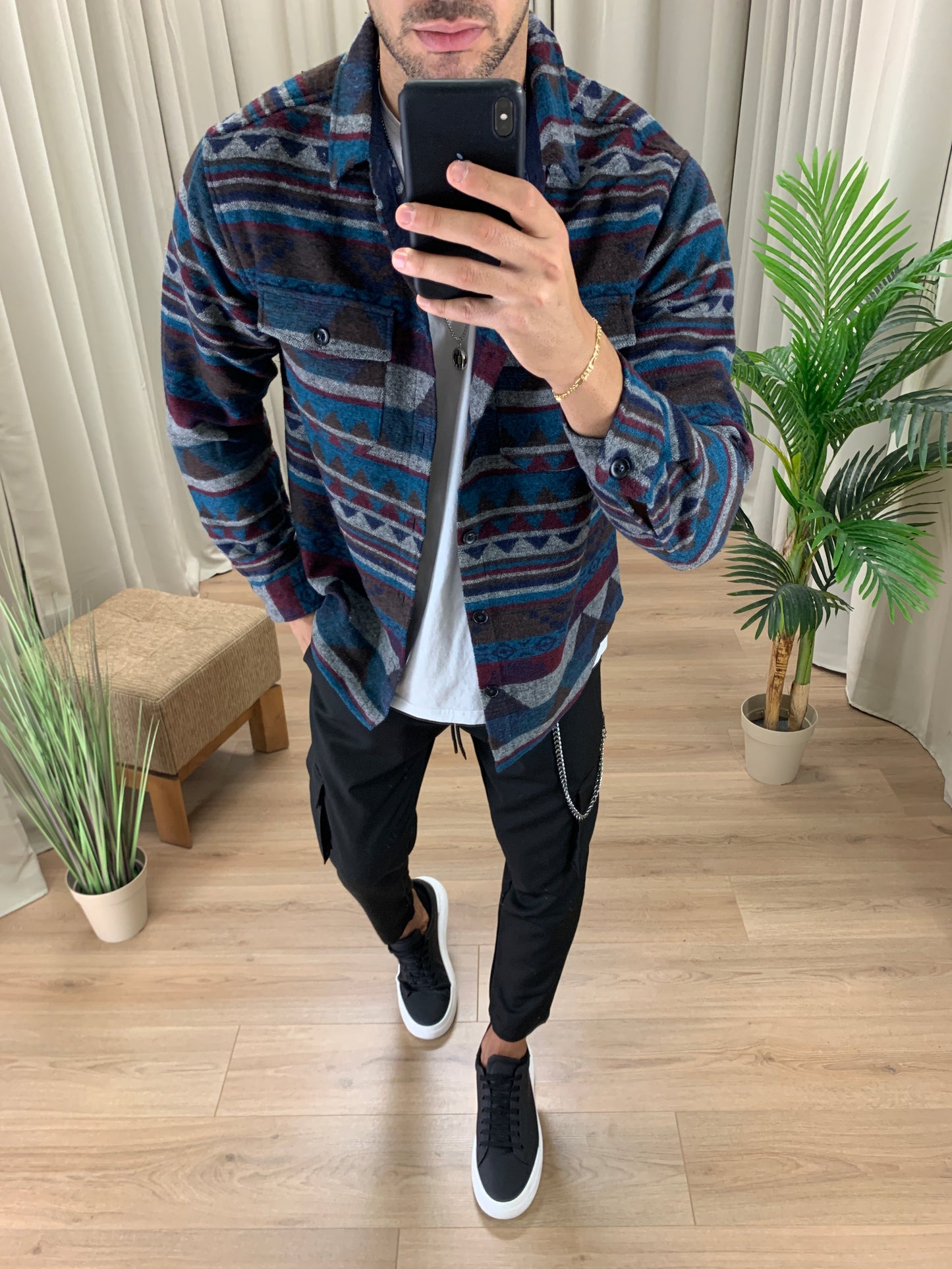 Giacca camicia Artycun fantasia etnica col. Marrone