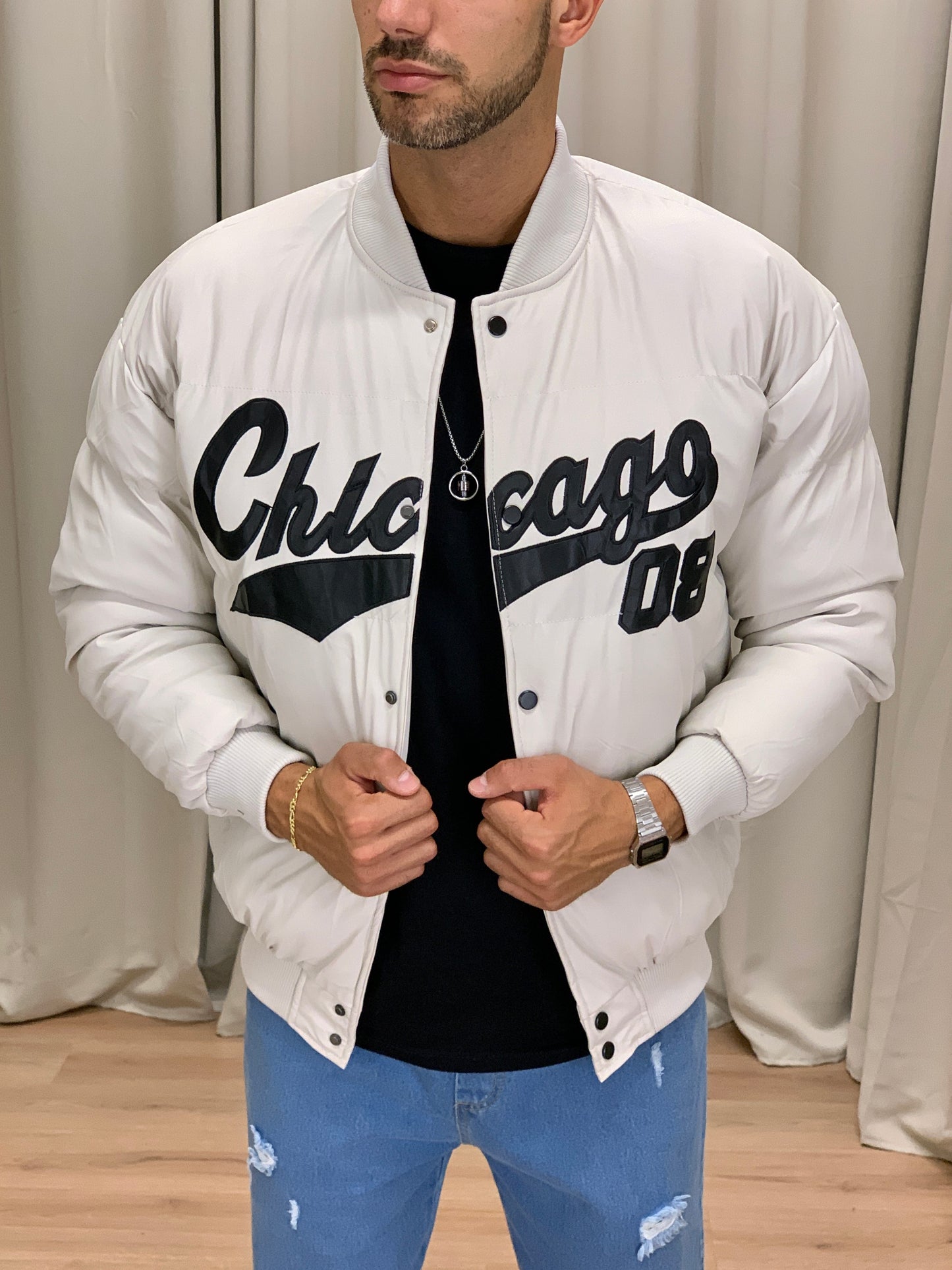 Bomber College Chicago imbottito col. Panna