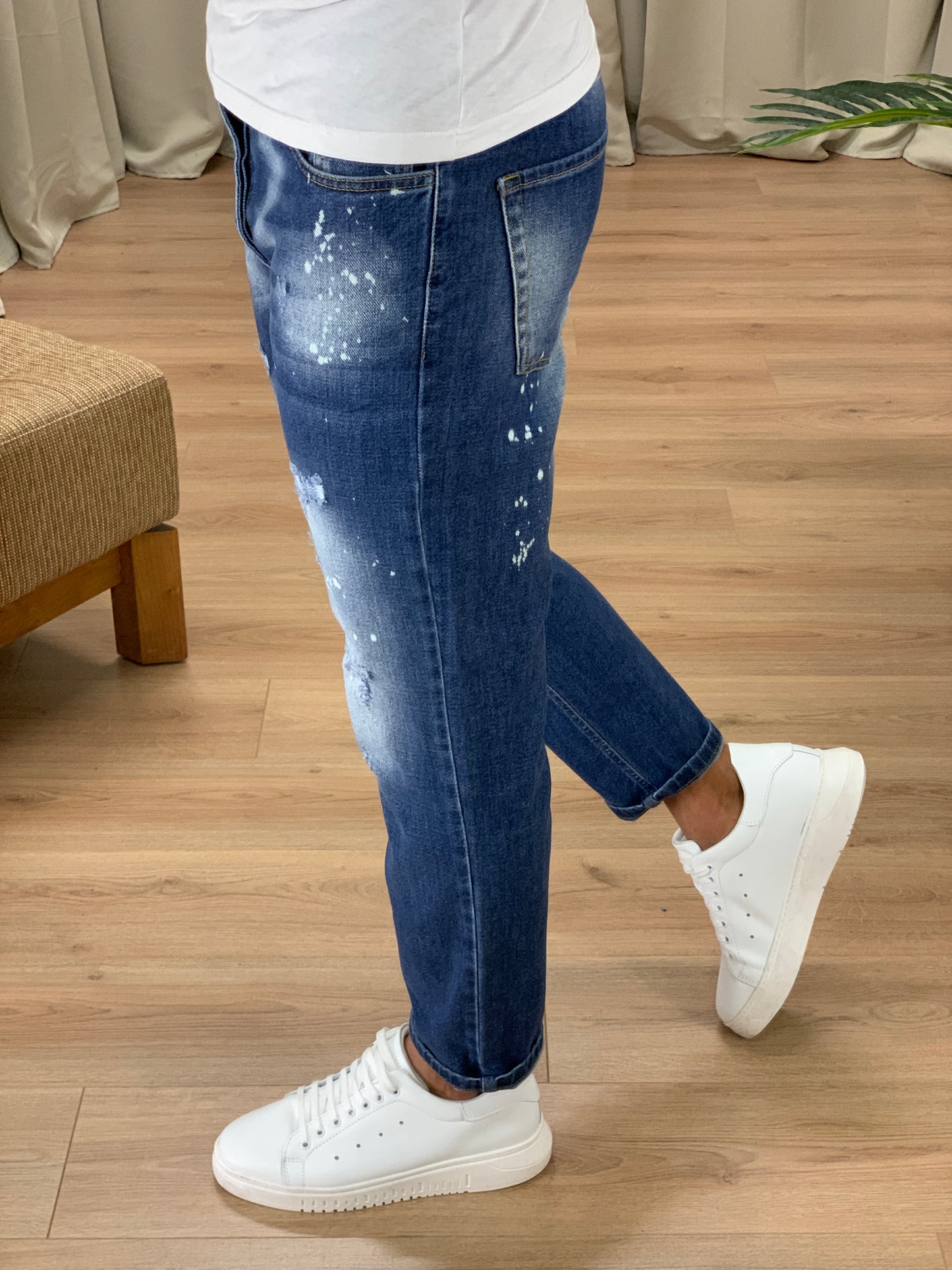 Jeans Pacor con Schizzi e Abrasioni col. Denim