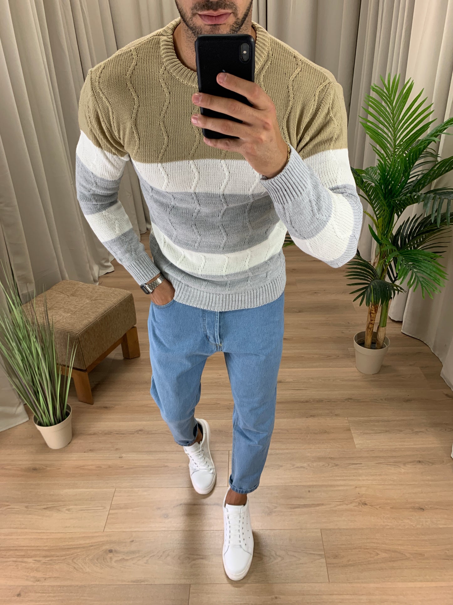 Maglioncino Ramos con Trama ad Onde col. Grigio