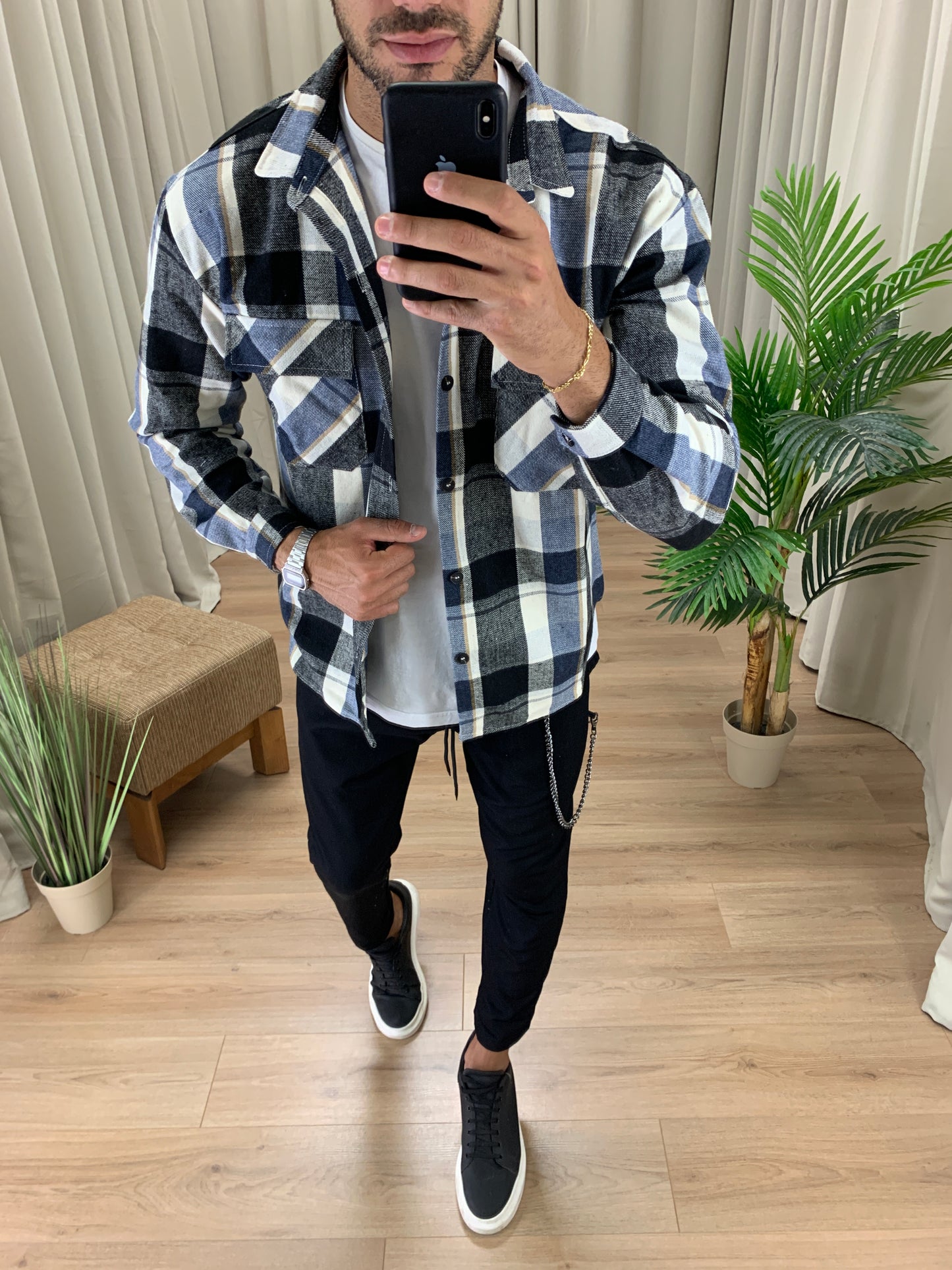 Giacca camicia Martyrious a quadri col. Blu