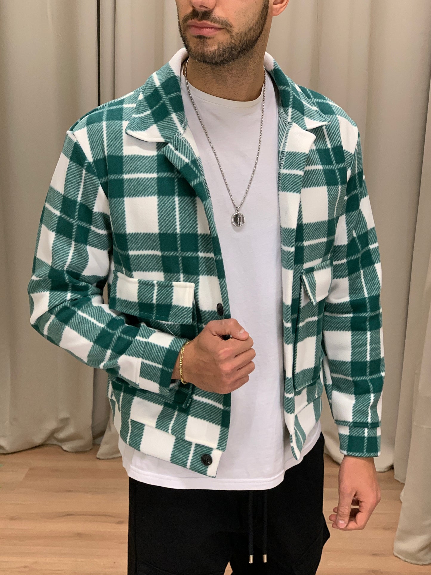 Giacca Jerry a quadri con Taschini col. Verde