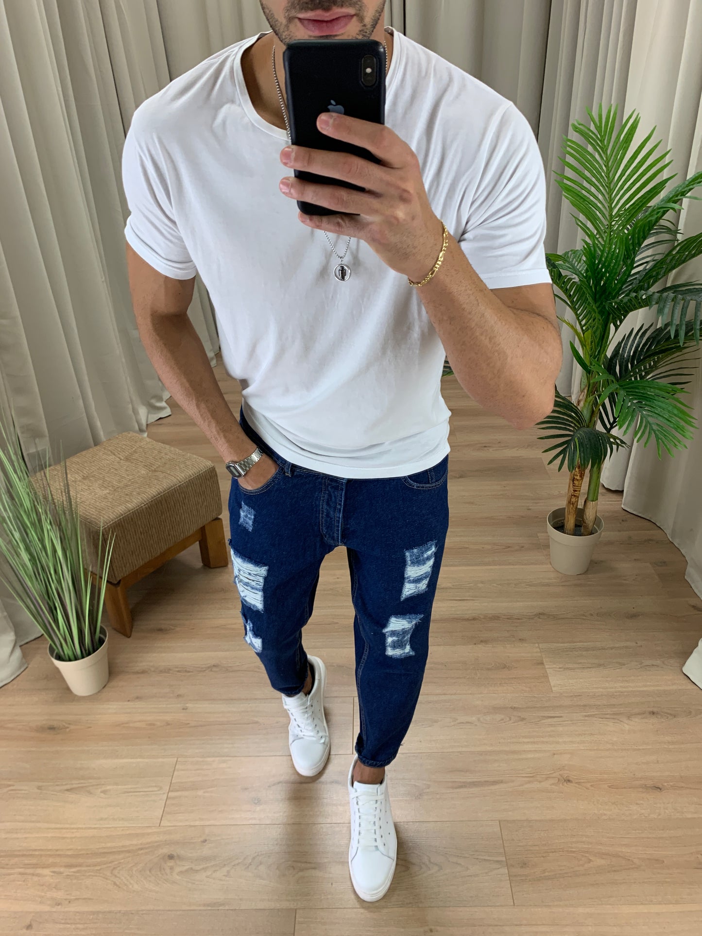 Jeans Barum con Rotture verticali col. Denim Scuro