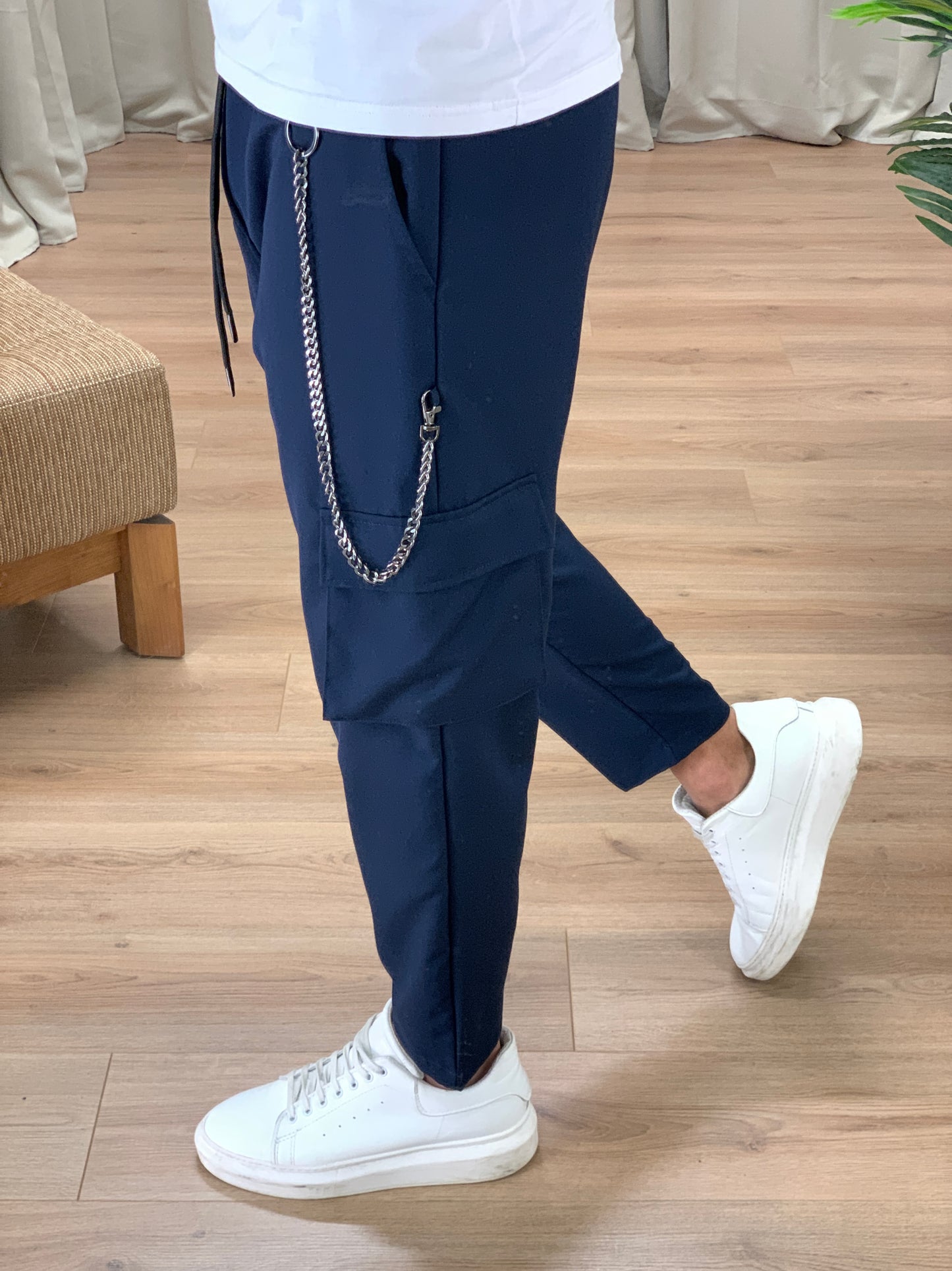 Pantalone Cargo Santana con Catena col. Blu notte