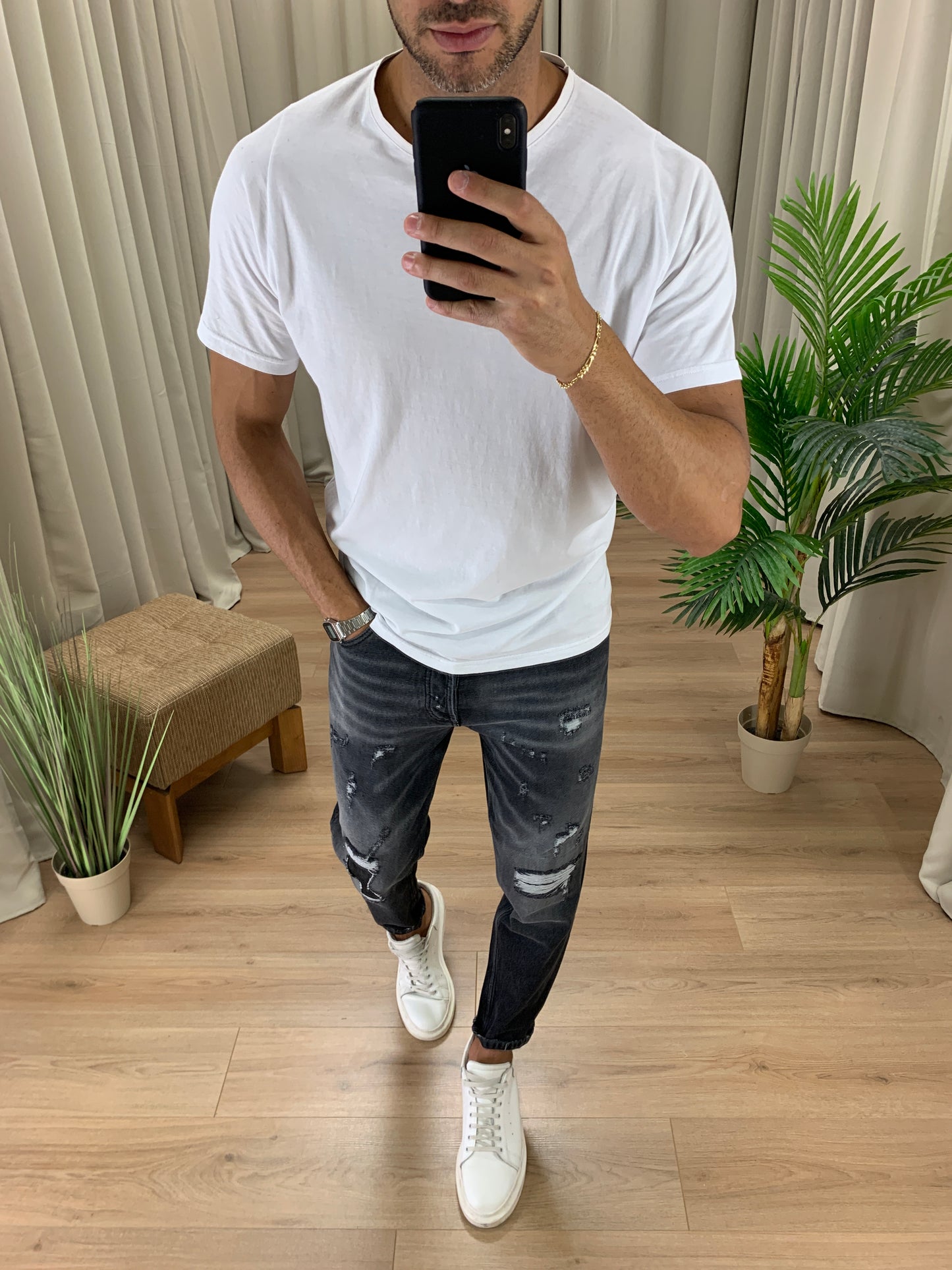 Jeans Pacito con Rotture Foderate col. Nero