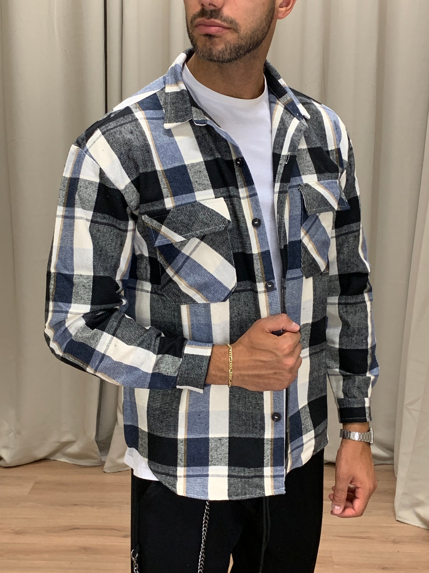 Giacca camicia Martyrious a quadri col. Blu