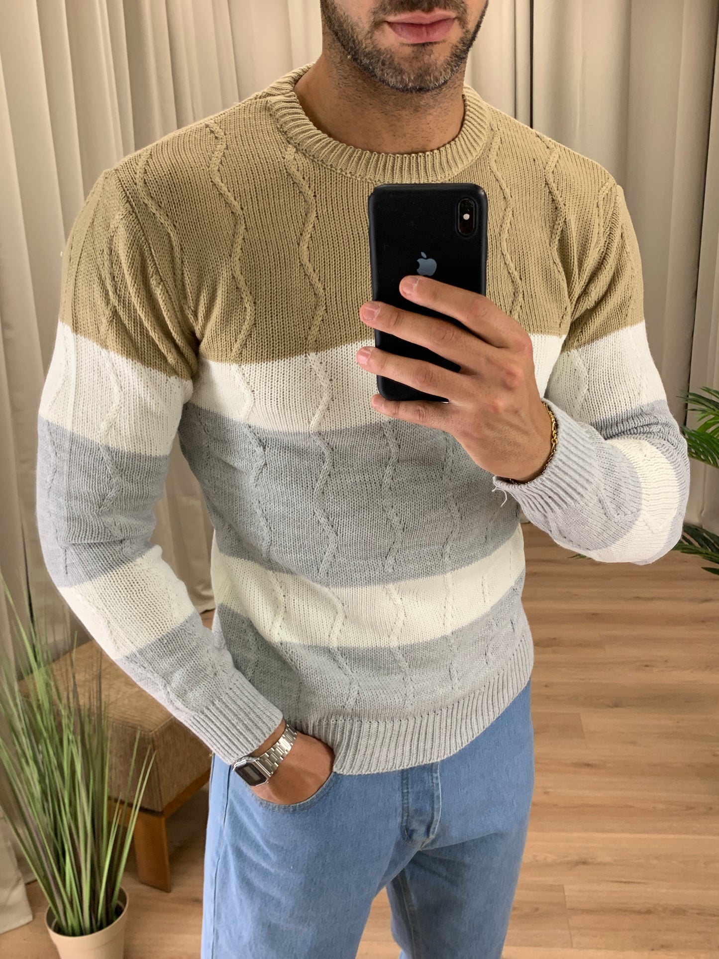 Maglioncino Ramos con Trama ad Onde col. Grigio