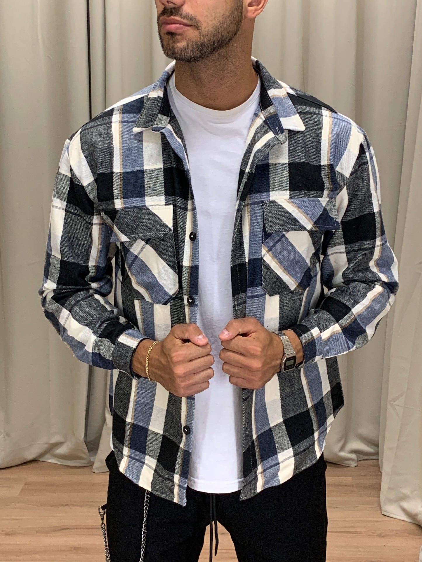 Giacca camicia Martyrious a quadri col. Blu