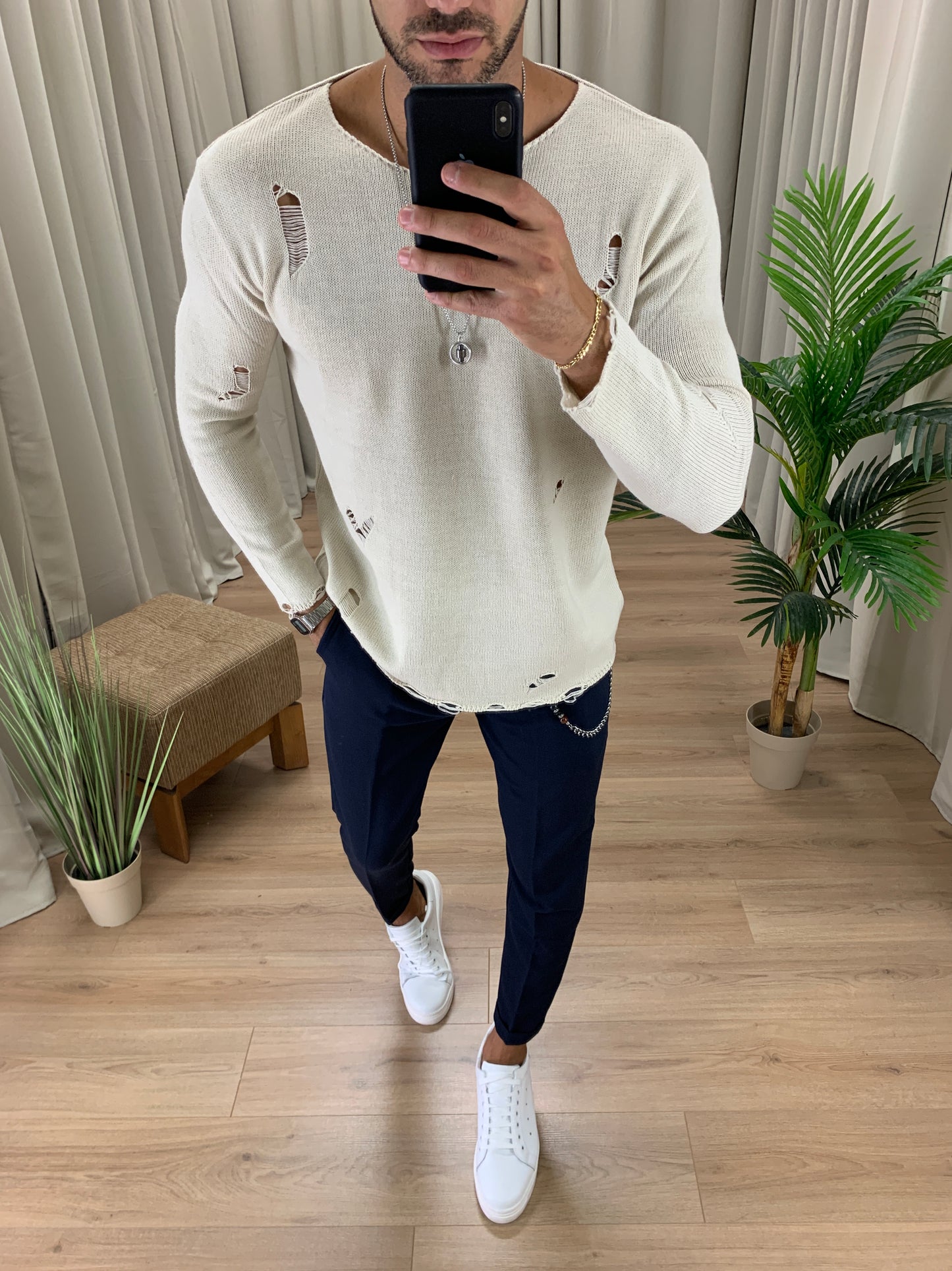 Pantalone Copenaghen ad un bottone col. Blu