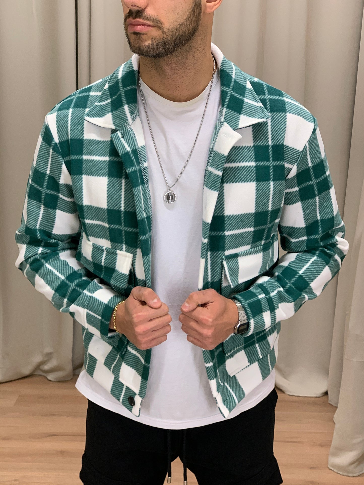 Giacca Jerry a quadri con Taschini col. Verde