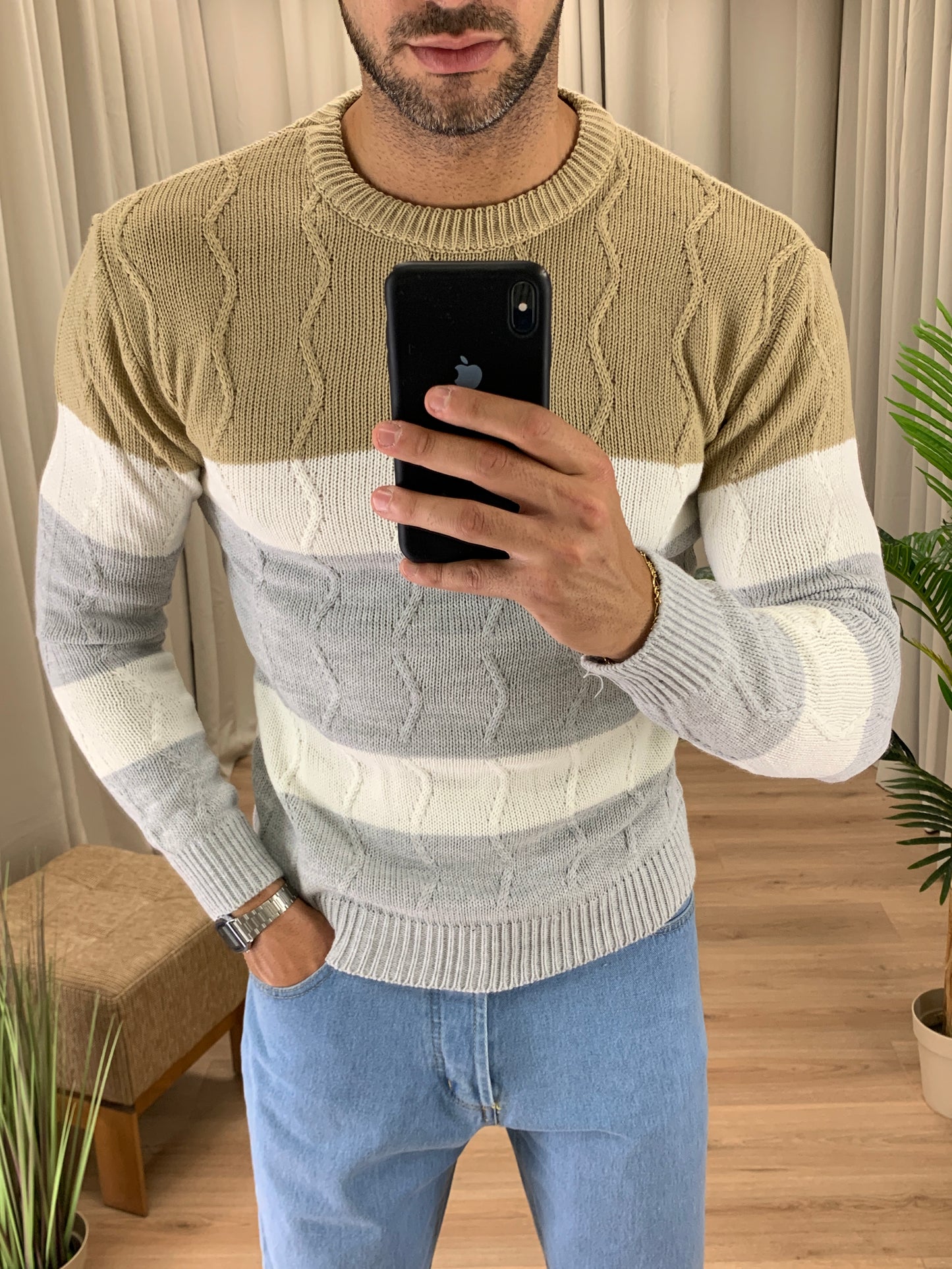 Maglioncino Ramos con Trama ad Onde col. Grigio
