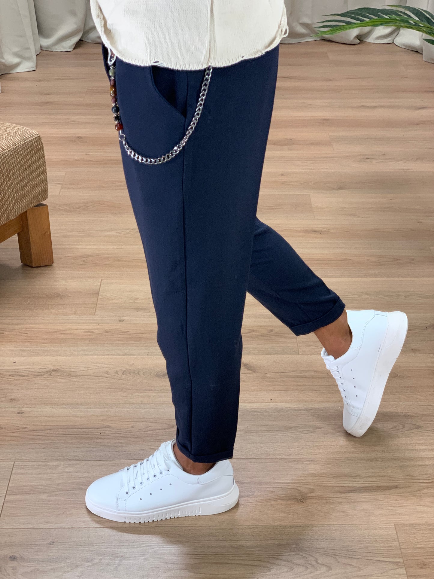 Pantalone Copenaghen ad un bottone col. Blu