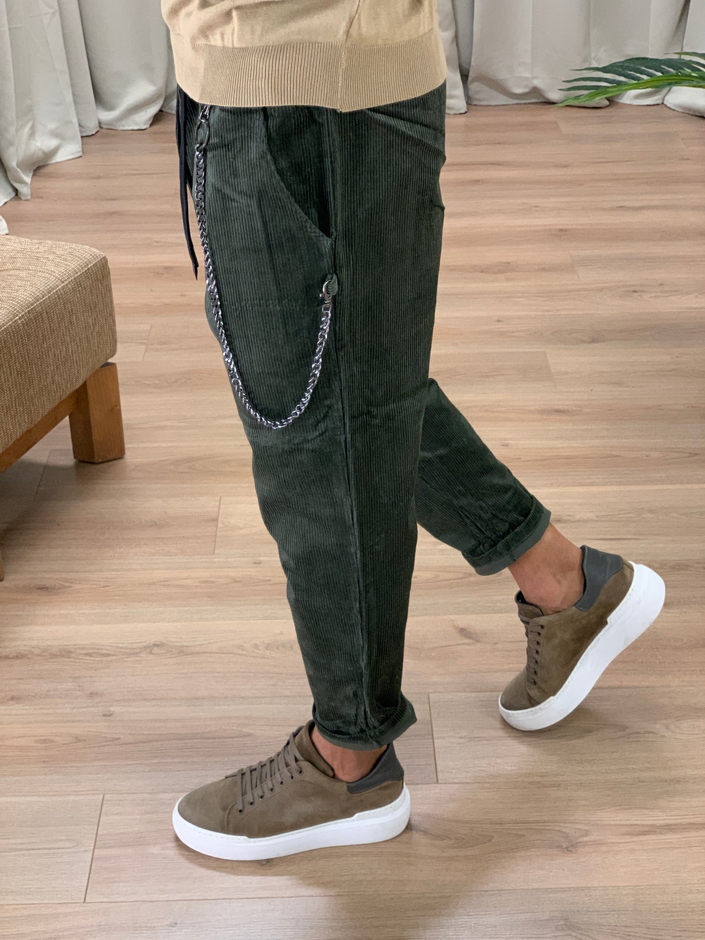 Pantalaccio Zar in Velluto a Costine col. Verde Militare