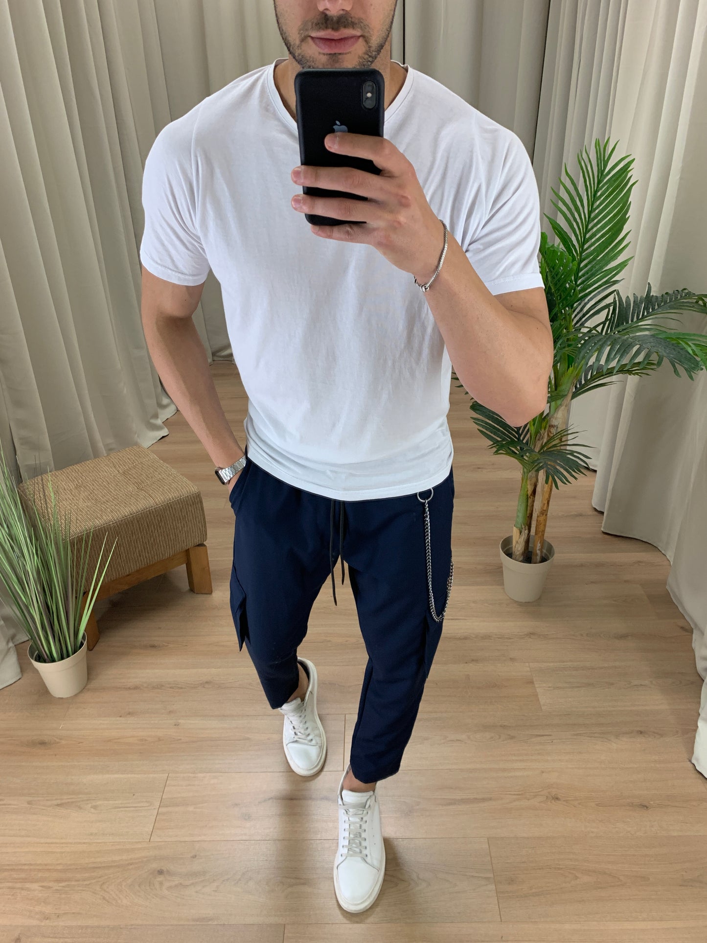 Pantalone Cargo Santana con Catena col. Blu notte