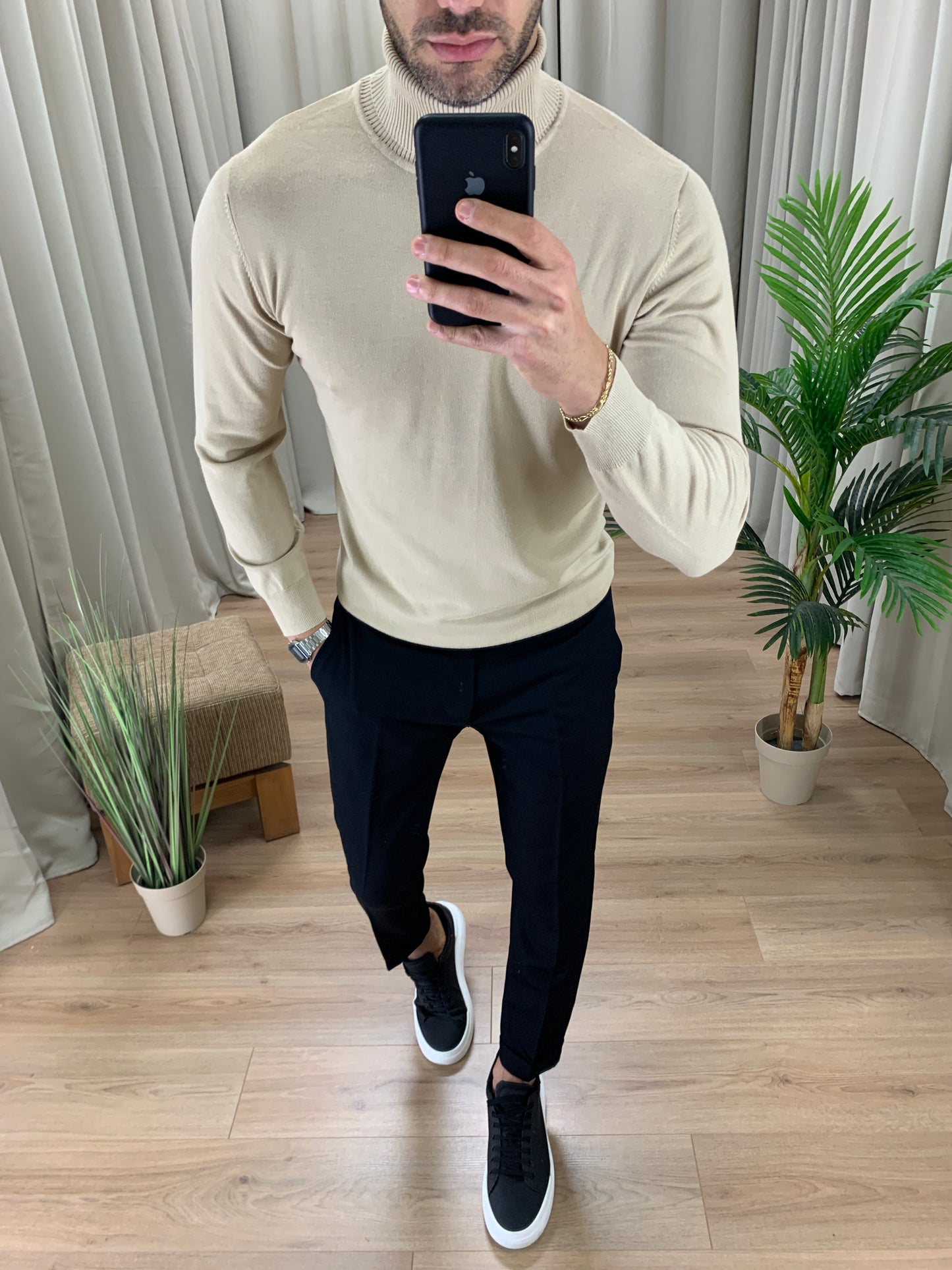 Maglioncino Tokyo a Collo Alto effetto Lana Rasata col. Beige
