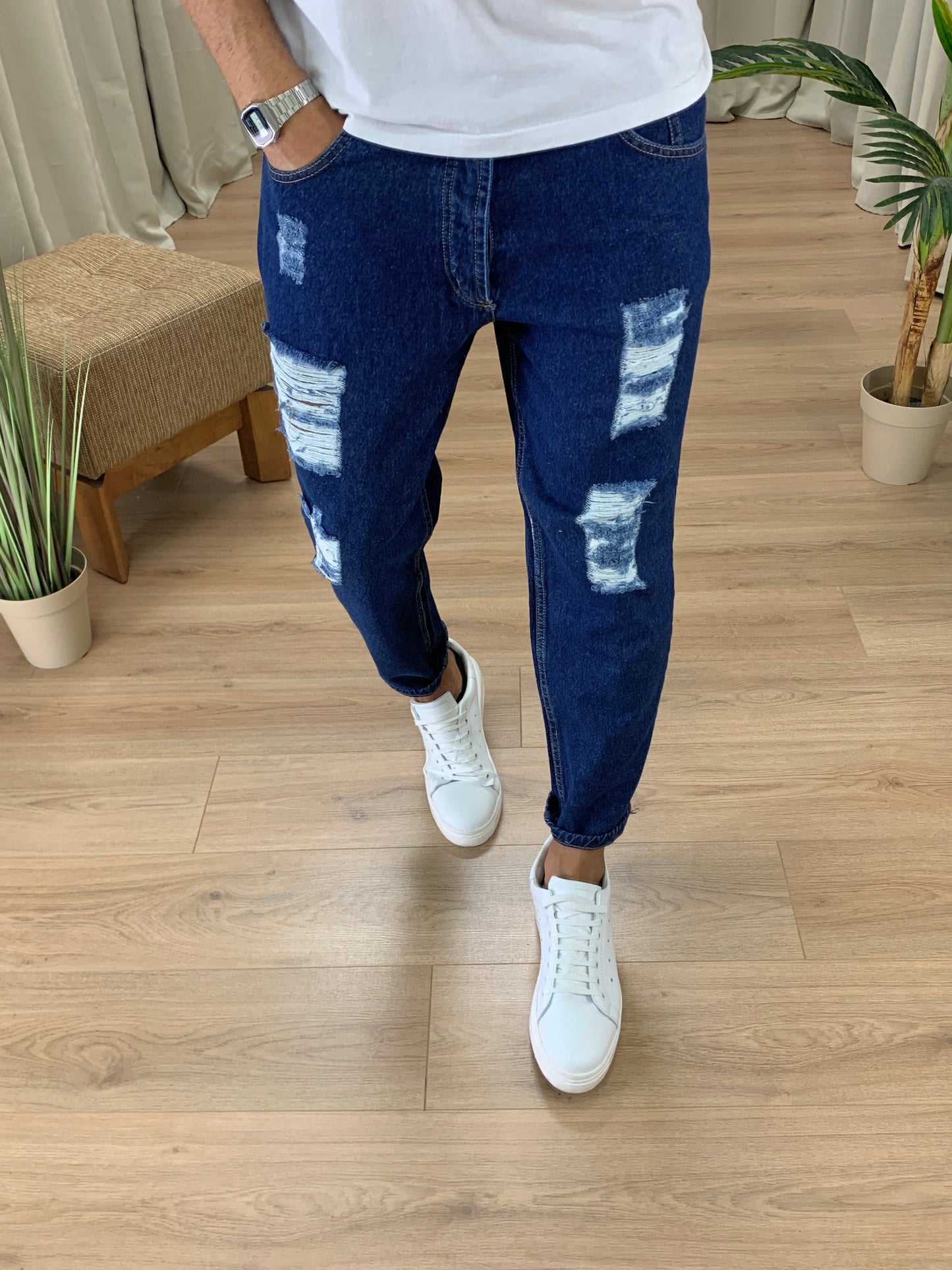 Jeans Barum con Rotture verticali col. Denim Scuro