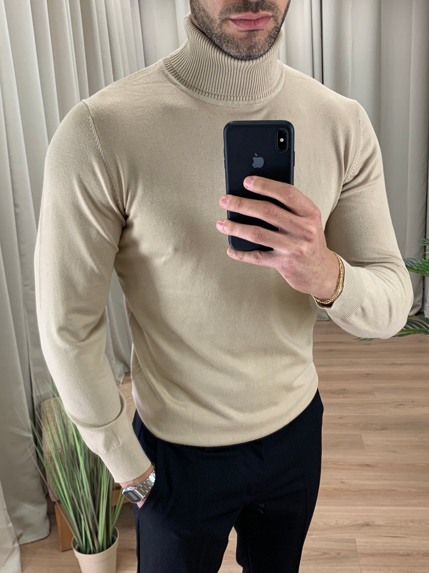 Maglioncino Tokyo a Collo Alto effetto Lana Rasata col. Beige