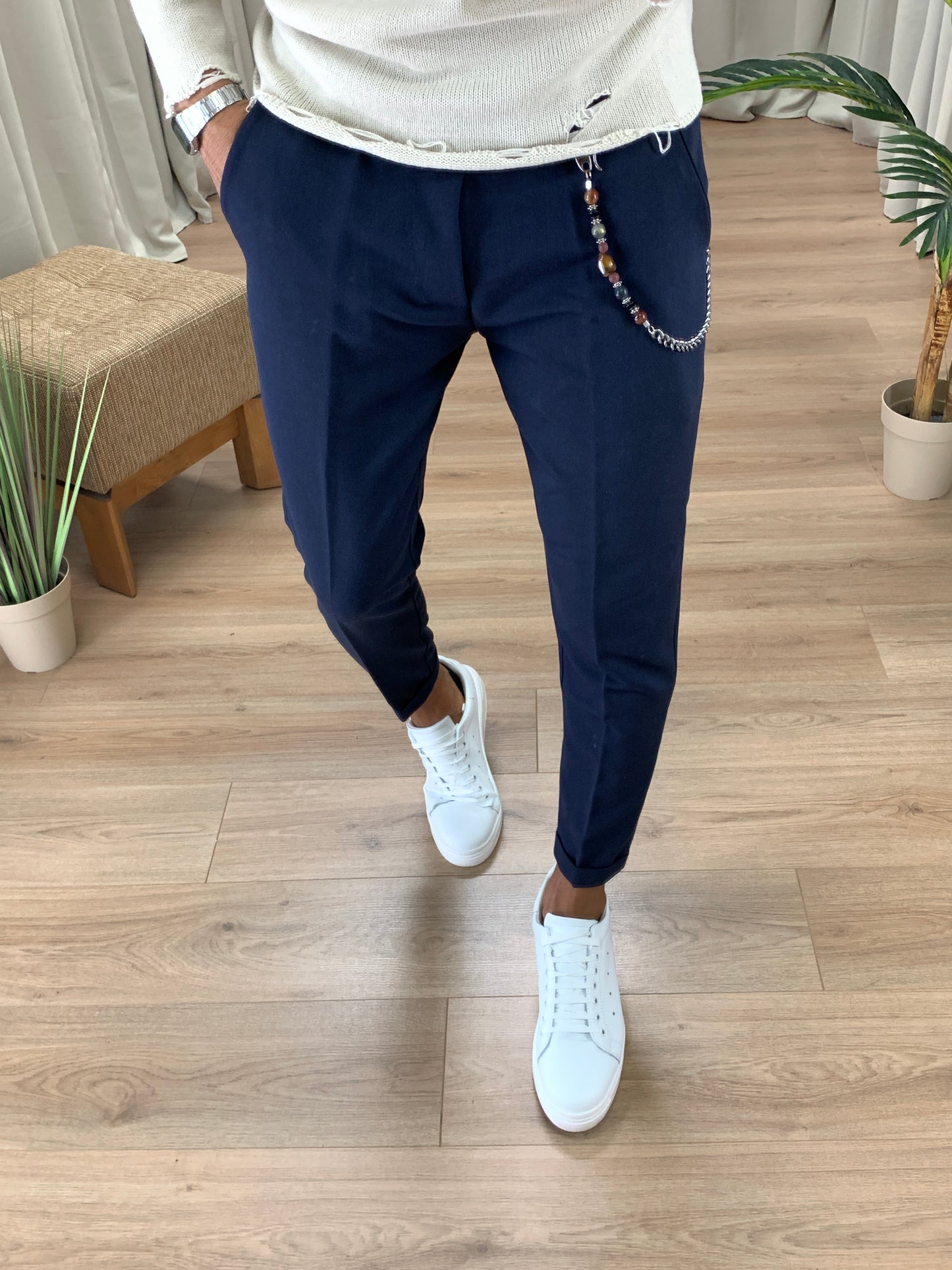 Pantalone Copenaghen ad un bottone col. Blu