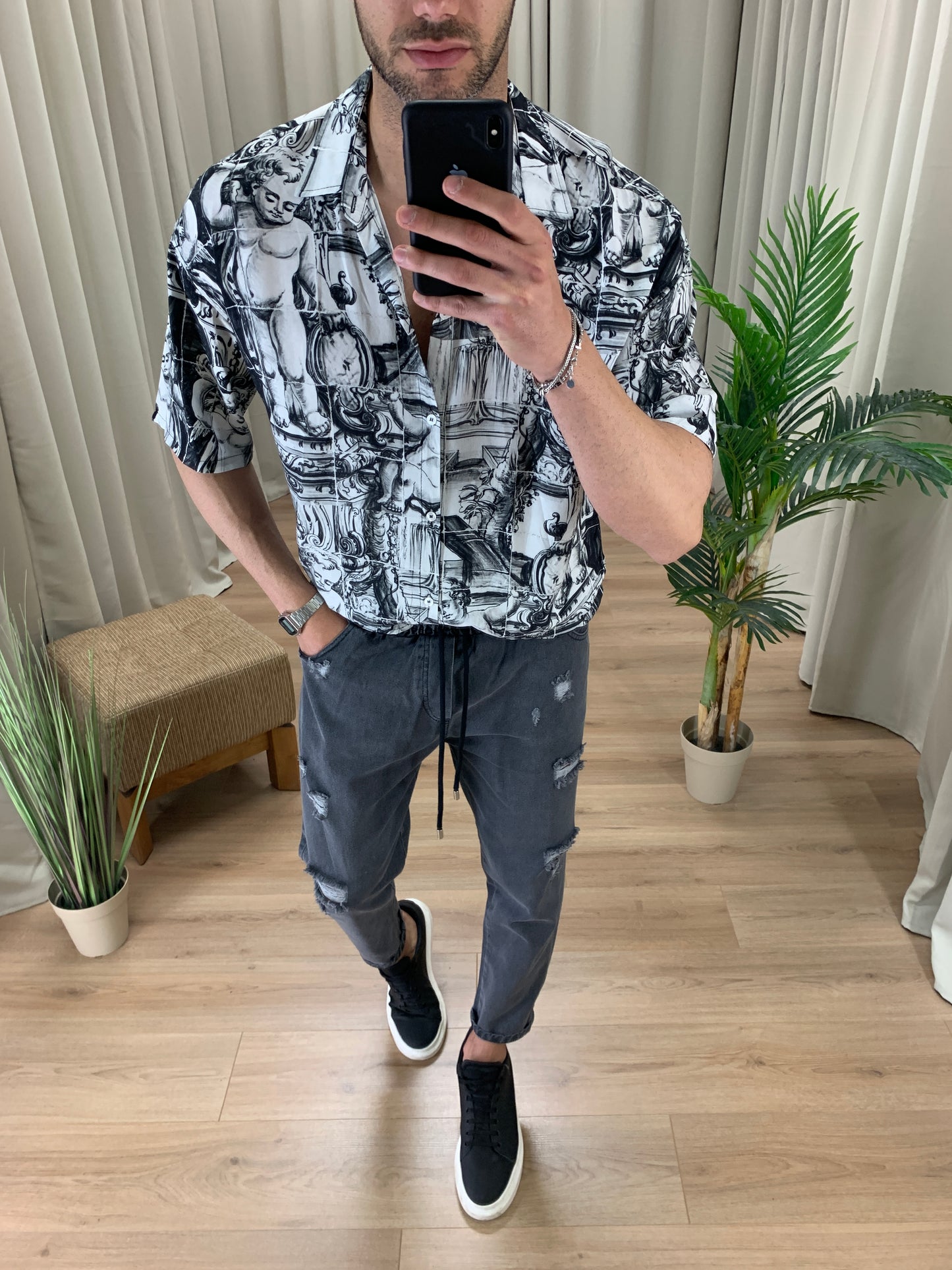 Camicia Grecia Antica oversize col. Nero