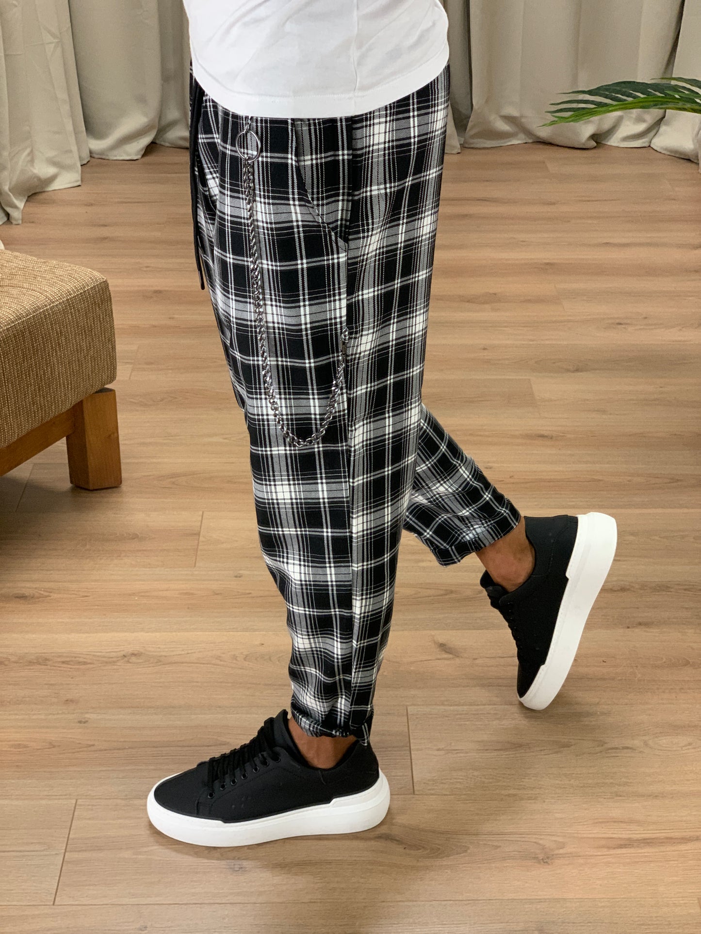 Pantalaccio fantasia Scozzese con Catena col. Nero