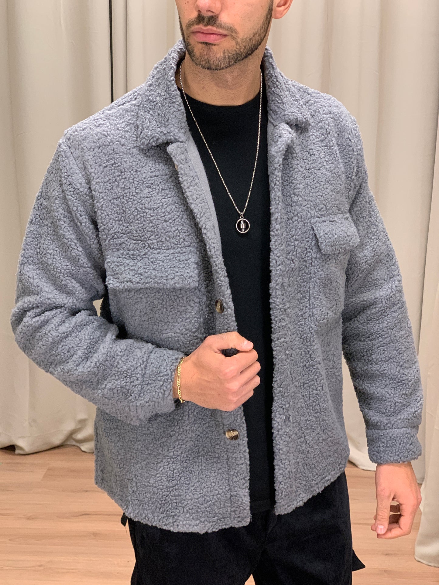 Giacca Teddy Oslo con Taschini col. Grigio