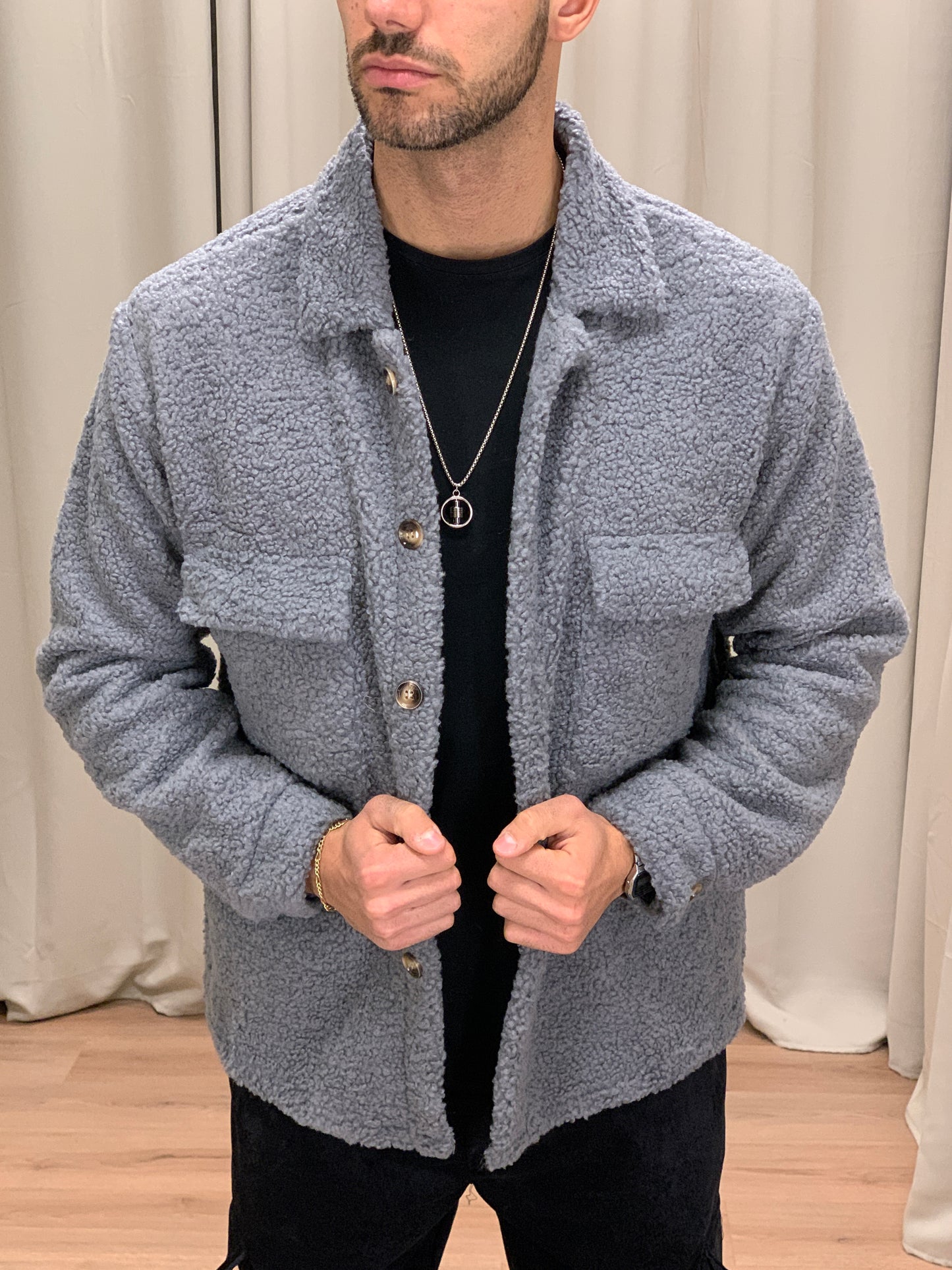Giacca Teddy Oslo con Taschini col. Grigio