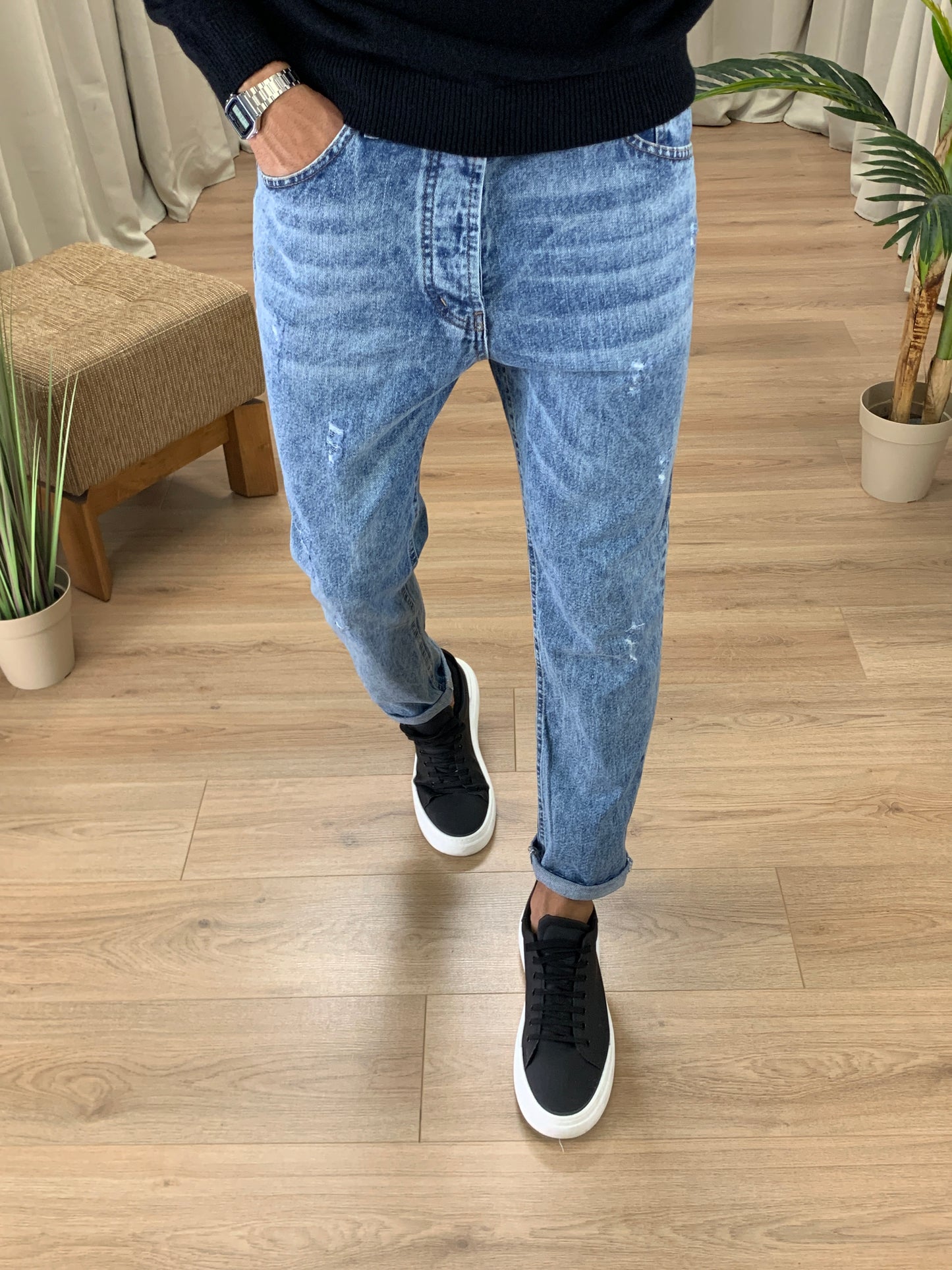 Jeans Mentory Effetto Marmorizzato col. Denim