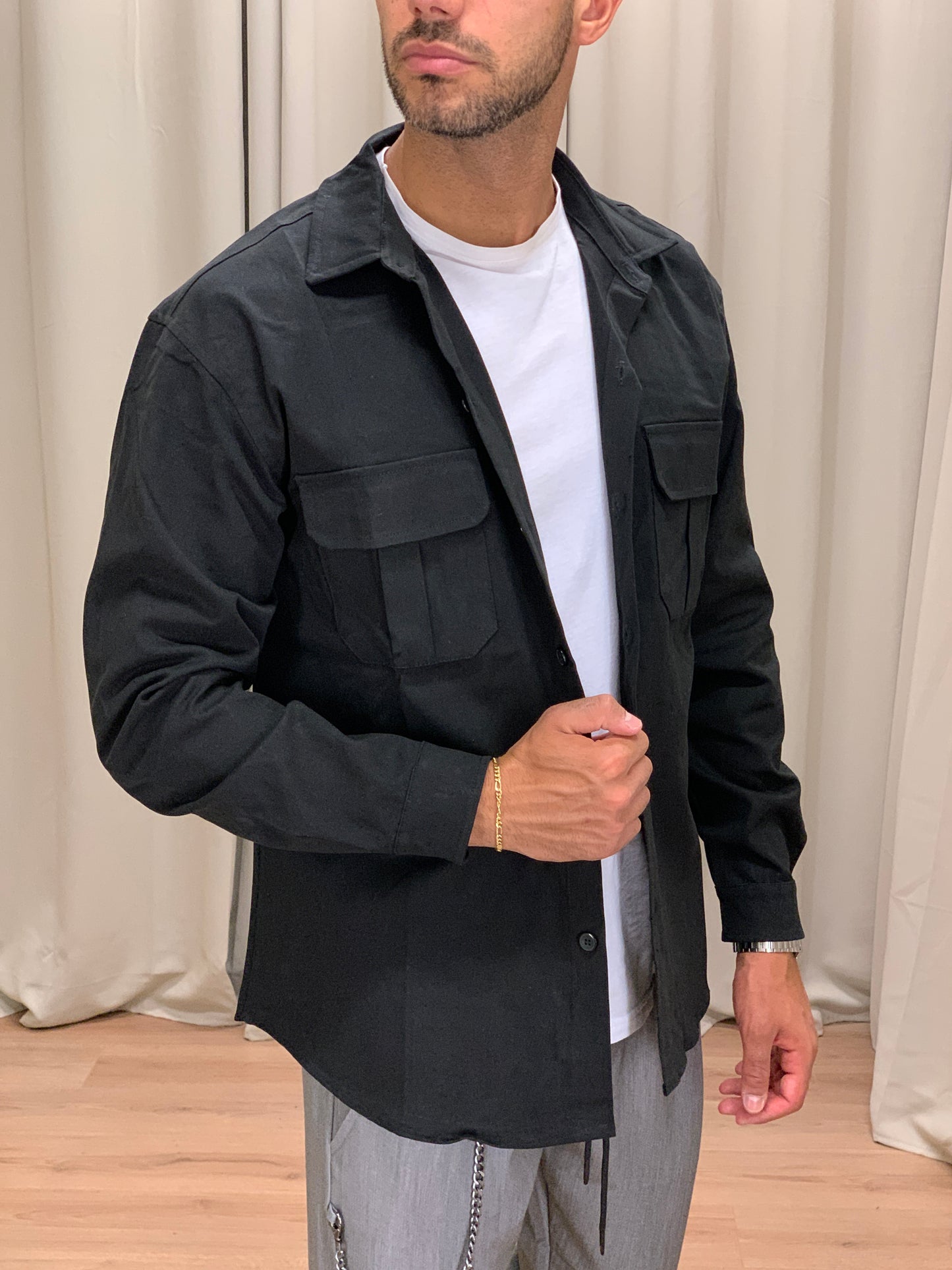 Giacca camicia Syran con Taschini col. Nero