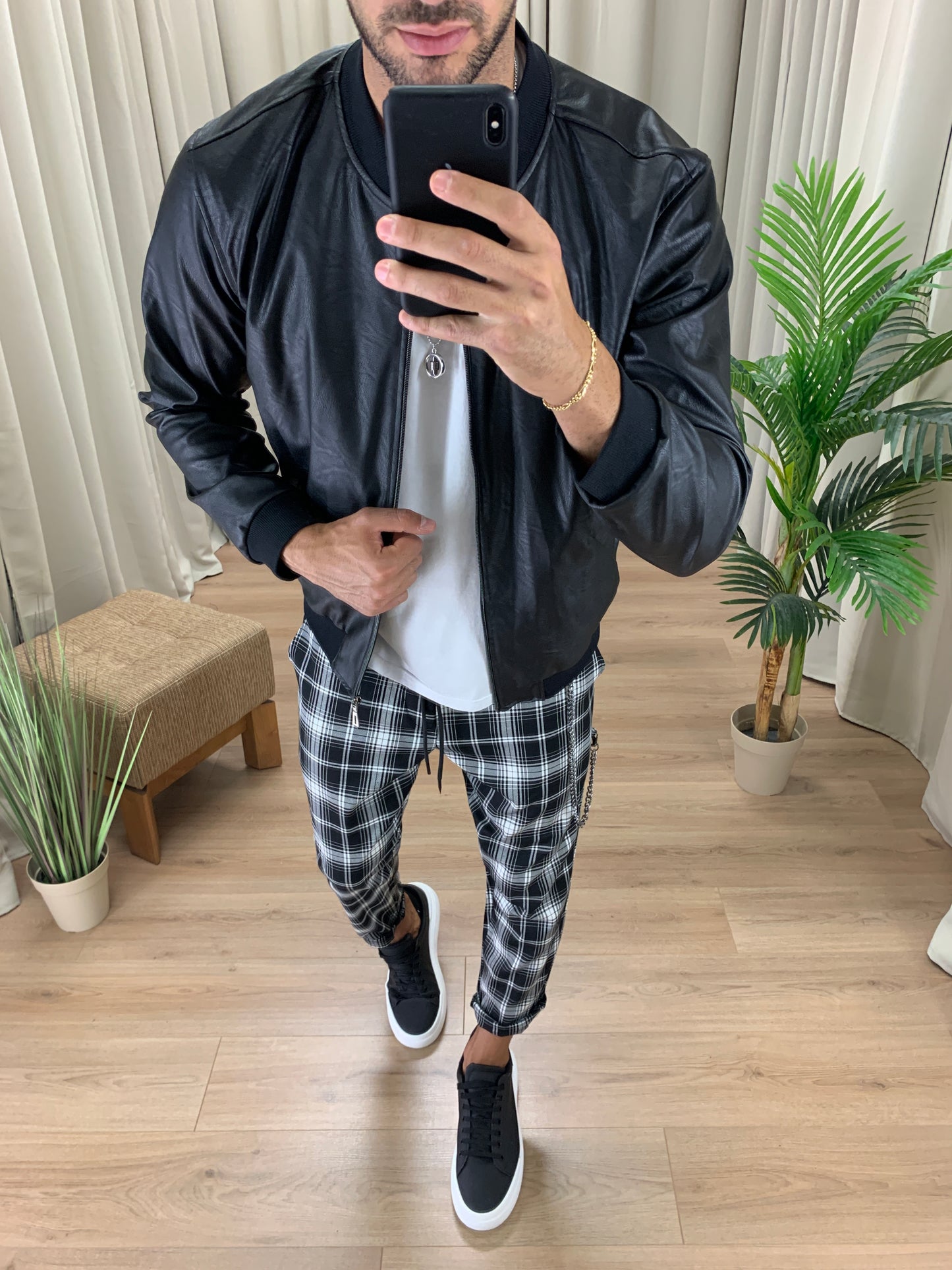 Bomber Dragos con zip effetto pelle col. Nero