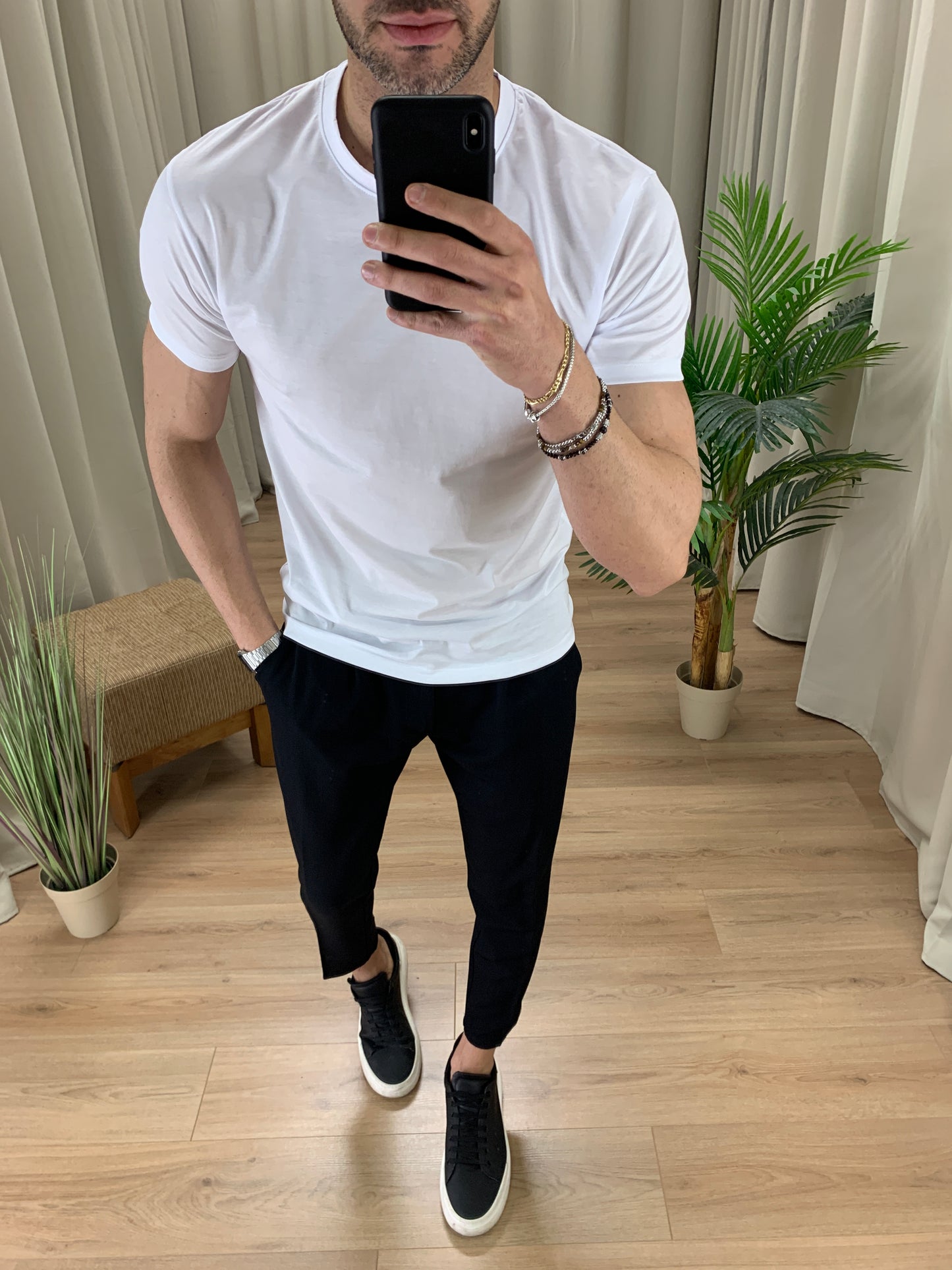 T-shirt Basic in Filo di Scozia col. Bianco